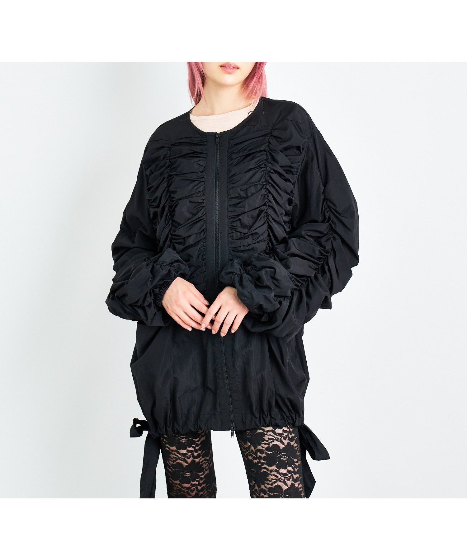 【アナスイ/ANNA SUI】のシャーリングダブルジップブルゾン インテリア・キッズ・メンズ・レディースファッション・服の通販 founy(ファニー) 　ファッション　Fashion　レディースファッション　Fashion for Women　アウター　Coat / Outerwear Collection　ブルゾンジャケット・スポーティアウター　Blouson Jackets　ギャザー　Gathered, Ruffled　フェミニン　Feminine, Girly　BLACK|ID: prp329100004665898 ipo3291000000033748515