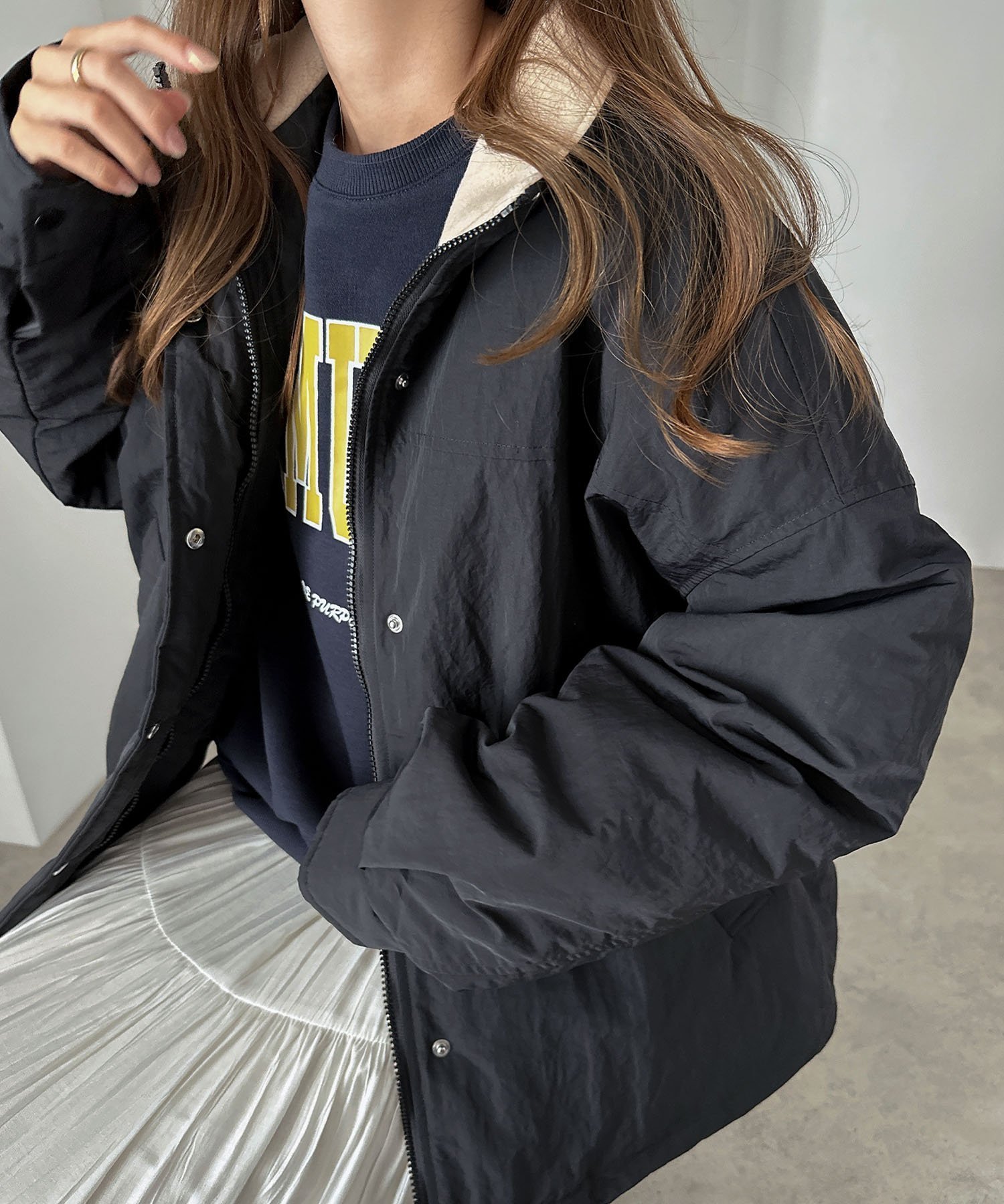 【アンドミー/andme】のスタンドカラー ボリューム 中綿 ジャケット ブルゾン 人気、トレンドファッション・服の通販 founy(ファニー) 　ファッション　Fashion　レディースファッション　Fashion for Women　アウター　Coat / Outerwear Collection　レディースジャケット・軽アウター　Jackets　ブルゾンジャケット・スポーティアウター　Blouson Jackets　ジャケット　Jacket, Outerwear　スタンド　Stand Collar, Upright Stand　ドローコード　Drawcord, Drawstring Cord　ビッグ　Big, Oversized　ブルゾン　Blouson, Bomber Jacket　冬　Winter / This Winter　 other-1|ID: prp329100004665944 ipo3291000000033748721
