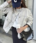 【アンドミー/andme】のオーバーサイズ ノーカラー デニム ツイル ジャケット オフホワイト|ID: prp329100004665947 ipo3291000000034499188