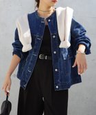 【アンドミー/andme】のオーバーサイズ ノーカラー デニム ツイル ジャケット インディゴ|ID: prp329100004665947 ipo3291000000034499194