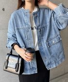 【アンドミー/andme】のオーバーサイズ ノーカラー デニム ツイル ジャケット ケミカルブルー|ID: prp329100004665947 ipo3291000000034499196