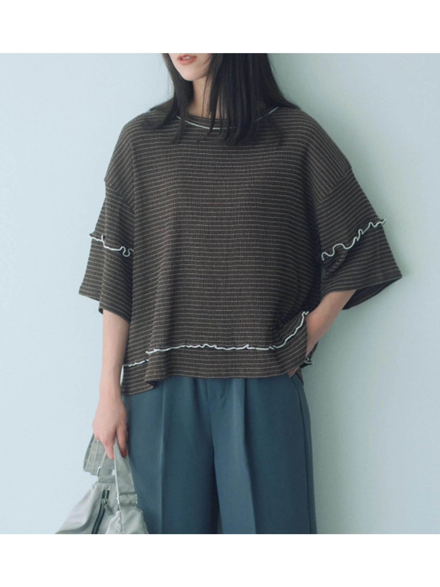 【サマンサモスモス/Samansa Mos2】の配色メローアソートプルオーバー インテリア・キッズ・メンズ・レディースファッション・服の通販 founy(ファニー) 　ファッション　Fashion　レディースファッション　Fashion for Women　トップス・カットソー　Cut & Sew Tops　カジュアルプルオーバー・ニットトップス　Pullovers & Knit Tops / Casual Pullovers　おすすめ　Recommended / Our Picks　ボーダー　Border, Stripe　無地　Plain, Solid Color　ブラウン|ID: prp329100004666028 ipo3291000000034775130