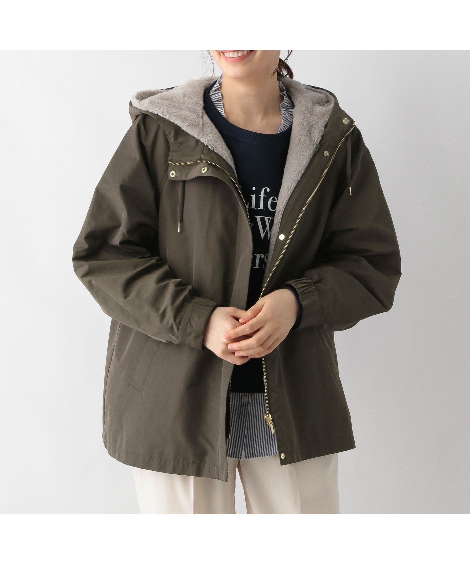 【グローバルワーク/GLOBAL WORK】の3WAY撥水マンパ/115431 インテリア・キッズ・メンズ・レディースファッション・服の通販 founy(ファニー) 　ファッション　Fashion　レディースファッション　Fashion for Women　パターン　Pattern, Design Print　ライナー　Liner, Inner Layer　ロング　Long, Long-Length　エレガント 上品　Elegant　人気　Popular, Best Seller　春　Spring　秋　Autumn　ブラウンカーキ79|ID: prp329100004666030 ipo3291000000033749060
