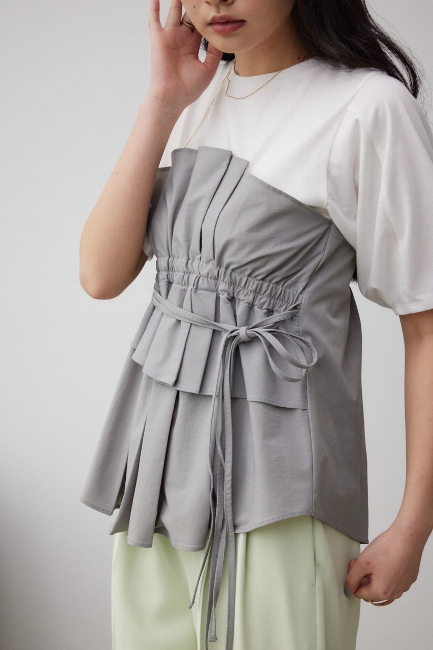【アズール バイ マウジー/AZUL by moussy】のビスチェレイヤードトップス インテリア・キッズ・メンズ・レディースファッション・服の通販 founy(ファニー) 　ファッション　Fashion　レディースファッション　Fashion for Women　トップス・カットソー　Cut & Sew Tops　ビスチェ　Bustiers & Corset Tops / Layered Bustier Style　2024年　2024　2024春夏・S/S　Spring/Summer 2024 SS24　カットソー　Cut and Sewn Top　ビスチェ　Bustier, Corset Top　ワイド　Wide, Wide Fit　夏　Summer　S/S・春夏　SS, Spring/Summer, Warm Season　柄GRY5|ID: prp329100004666037 ipo3291000000033749099