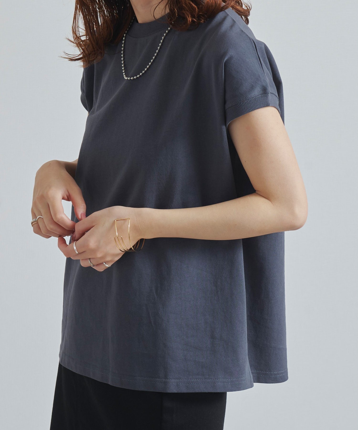 【リラクロ/relaclo】のmitis/プチハイネックフレンチスリーブTシャツ インテリア・キッズ・メンズ・レディースファッション・服の通販 founy(ファニー) 　ファッション　Fashion　レディースファッション　Fashion for Women　トップス・カットソー　Cut & Sew Tops　シャツ・ブラウス・オフィスカジュアル　Elegant Blouses & Button-Ups　ロングTシャツ・Tシャツ　Longline T-Shirts & Tees　インナー　Innerwear　エレガント 上品　Elegant　カーディガン　Cardigan, Knitwear　スリーブ　Sleeve, Long Sleeve / Short Sleeve　フレンチ　French, French Style　ロング　Long, Long-Length　吸水　Absorbent, Quick-Dry　ブルー|ID: prp329100004666136 ipo3291000000033749484