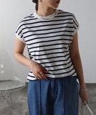 【リラクロ/relaclo】のmitis/プチハイネックフレンチスリーブTシャツ 人気、トレンドファッション・服の通販 founy(ファニー) ファッション Fashion レディースファッション Fashion for Women トップス・カットソー Cut & Sew Tops シャツ・ブラウス・オフィスカジュアル Elegant Blouses & Button-Ups ロングTシャツ・Tシャツ Longline T-Shirts & Tees インナー Innerwear エレガント 上品 Elegant カーディガン Cardigan, Knitwear スリーブ Sleeve, Long Sleeve / Short Sleeve フレンチ French, French Style ロング Long, Long-Length 吸水 Absorbent, Quick-Dry thumbnail ホワイト×ネイビー|ID: prp329100004666136 ipo3291000000033749486