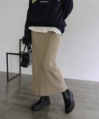 【アンドミー/andme】のリブ ニット ロング タイト スカート 杢ベージュ|ID: prp329100004666139 ipo3291000000033999181