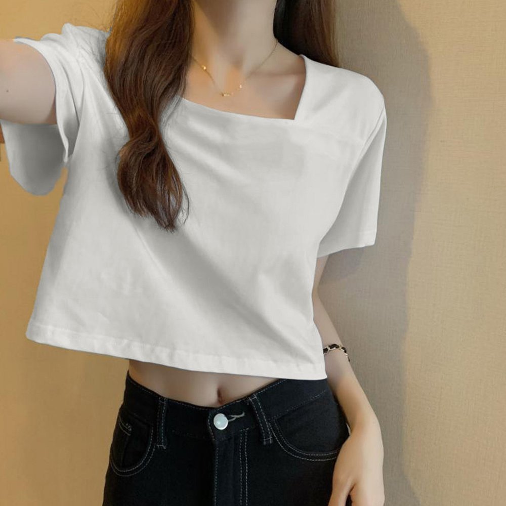 【ミニミニストア/miniministore】のショート丈Tシャツ レディース 半袖韓国 インテリア・キッズ・メンズ・レディースファッション・服の通販 founy(ファニー) 　ファッション　Fashion　レディースファッション　Fashion for Women　トップス・カットソー　Cut & Sew Tops　シャツ・ブラウス・オフィスカジュアル　Elegant Blouses & Button-Ups　ロングTシャツ・Tシャツ　Longline T-Shirts & Tees　カットソー　Cut and Sewn Top　クロップド　Cropped, Short Length　ショート　Short, Short Length　シンプル　Simple, Minimal　スクエア　Square, Square Shape　スポーツ　Sports, Activewear　バランス　Balance, Style Balance　半袖　Short Sleeve, Half Sleeve　無地　Plain, Solid Color　夏　Summer　ホワイト|ID: prp329100004666154 ipo3291000000033749568