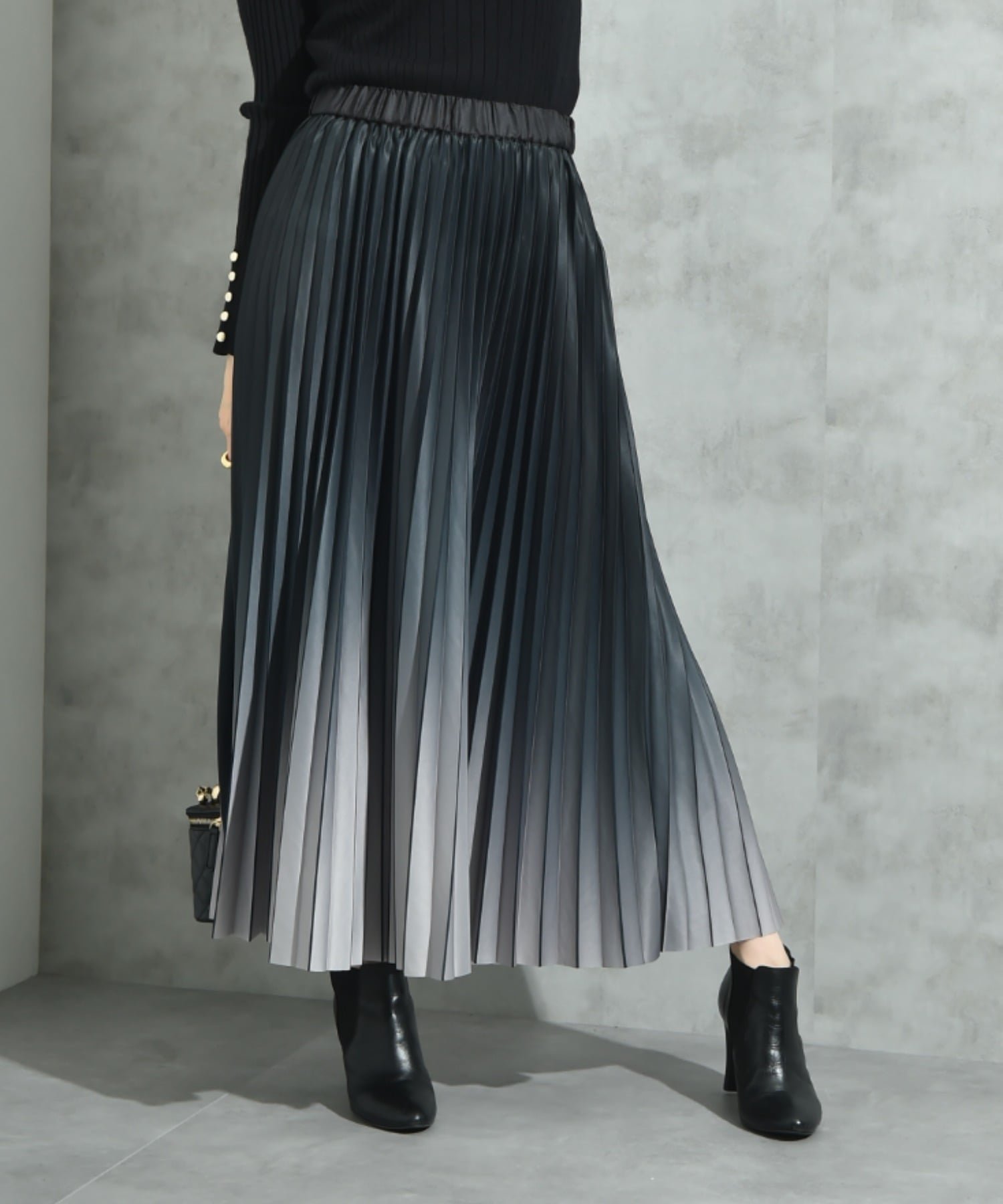 【インタープラネット/INTERPLANET】のグラデーションプリーツスカート インテリア・キッズ・メンズ・レディースファッション・服の通販 founy(ファニー) 　ファッション　Fashion　レディースファッション　Fashion for Women　スカート　Skirts　プリーツスカート / 上品フェミニンスタイル　Pleated Skirts　ブラック|ID: prp329100004666157 ipo3291000000033749574