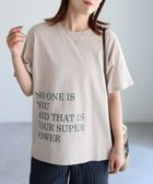 【リベリー/Riberry】の袖ロゴ半袖Tシャツ ベージュ×チャコールグレー|ID: prp329100004666168 ipo3291000000033749625