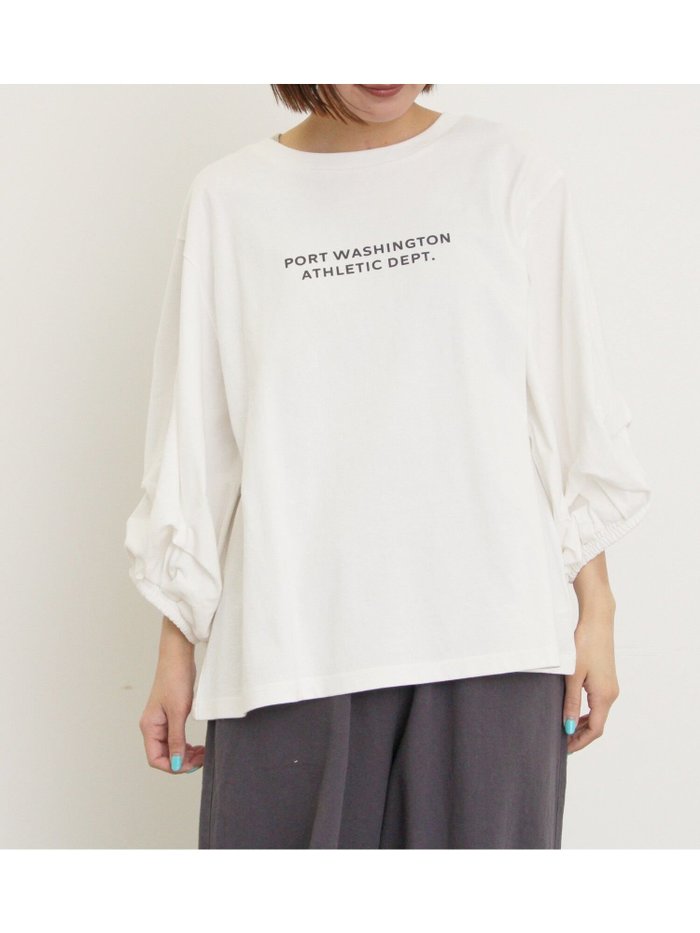 【サマンサモスモス/Samansa Mos2】の袖タックTシャツ インテリア・キッズ・メンズ・レディースファッション・服の通販 founy(ファニー) https://founy.com/ ファッション Fashion レディースファッション Fashion for Women トップス・カットソー Cut & Sew Tops シャツ・ブラウス・オフィスカジュアル Elegant Blouses & Button-Ups ロングTシャツ・Tシャツ Longline T-Shirts & Tees おすすめ Recommended / Our Picks スリーブ Sleeve, Long Sleeve / Short Sleeve フロント Front, Front Design ワンポイント One Point, Statement Accent |ID: prp329100004666282 ipo3291000000033750035