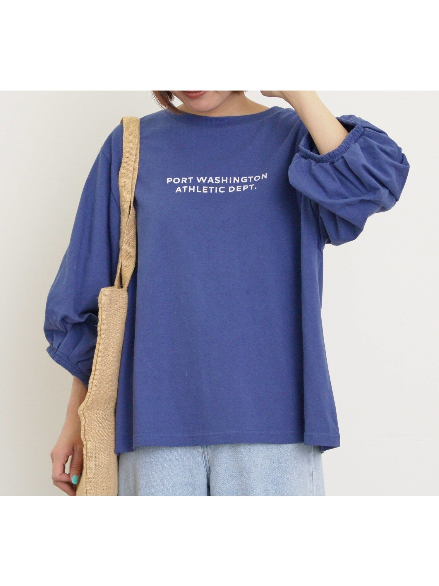 【サマンサモスモス/Samansa Mos2】の袖タックTシャツ インテリア・キッズ・メンズ・レディースファッション・服の通販 founy(ファニー) 　ファッション　Fashion　レディースファッション　Fashion for Women　トップス・カットソー　Cut & Sew Tops　シャツ・ブラウス・オフィスカジュアル　Elegant Blouses & Button-Ups　ロングTシャツ・Tシャツ　Longline T-Shirts & Tees　おすすめ　Recommended / Our Picks　スリーブ　Sleeve, Long Sleeve / Short Sleeve　フロント　Front, Front Design　ワンポイント　One Point, Statement Accent　ブルー|ID: prp329100004666282 ipo3291000000033750040
