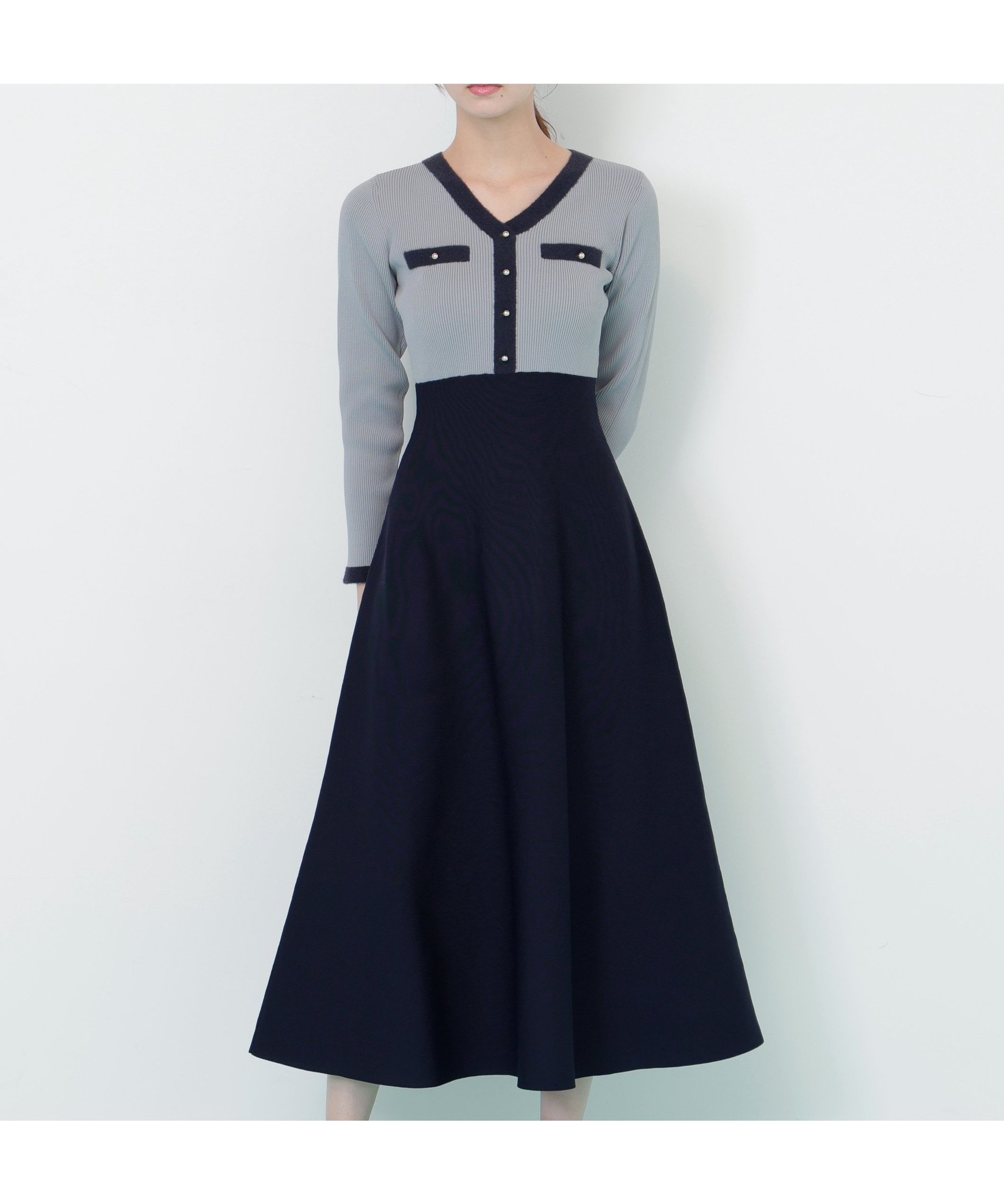 【ジルバイジルスチュアート/JILL by JILLSTUART】のモールヤーントリミングニットワンピース インテリア・キッズ・メンズ・レディースファッション・服の通販 founy(ファニー) 　ファッション　Fashion　レディースファッション　Fashion for Women　ワンピース　Dresses　ニットワンピース　Knit Dresses　シンプル　Simple, Minimal　パイピング　Piping, Trim Design　定番　Standard, Basic Item　A/W・秋冬　Autumn/Winter　ブルー|ID: prp329100004666288 ipo3291000000033750070