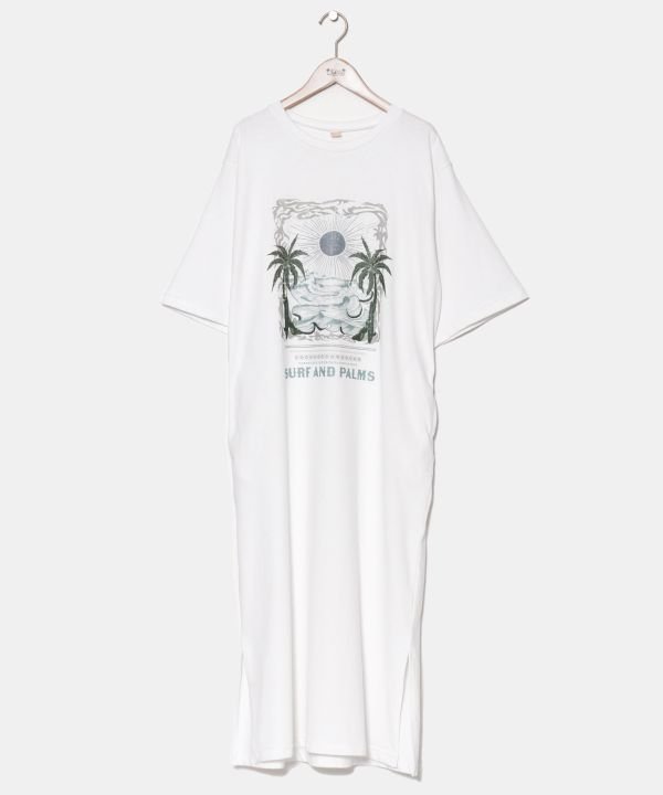 【アミナコレクション/Amina Collection】の【カヒコ】アドリアーノワンピース【SURF Palms】 インテリア・キッズ・メンズ・レディースファッション・服の通販 founy(ファニー) 　ファッション　Fashion　レディースファッション　Fashion for Women　ワンピース　Dresses　ウォッシュ　Washed Finish　フロント　Front, Front Design　プリント　Print, Printed Pattern　ホワイト|ID: prp329100004666305 ipo3291000000033750139