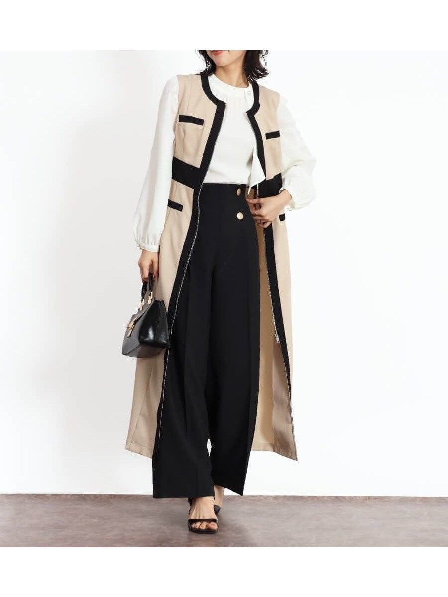 【ヴァン/Vin】のトリミングデザインジップワンピース 人気、トレンドファッション・服の通販 founy(ファニー) 　ファッション　Fashion　レディースファッション　Fashion for Women　ワンピース　Dresses　インナー　Innerwear　カットソー　Cut and Sewn Top　ノースリーブ　Sleeveless, No-Sleeve　エレガント 上品　Elegant　 other-1|ID: prp329100004666309 ipo3291000000033827649