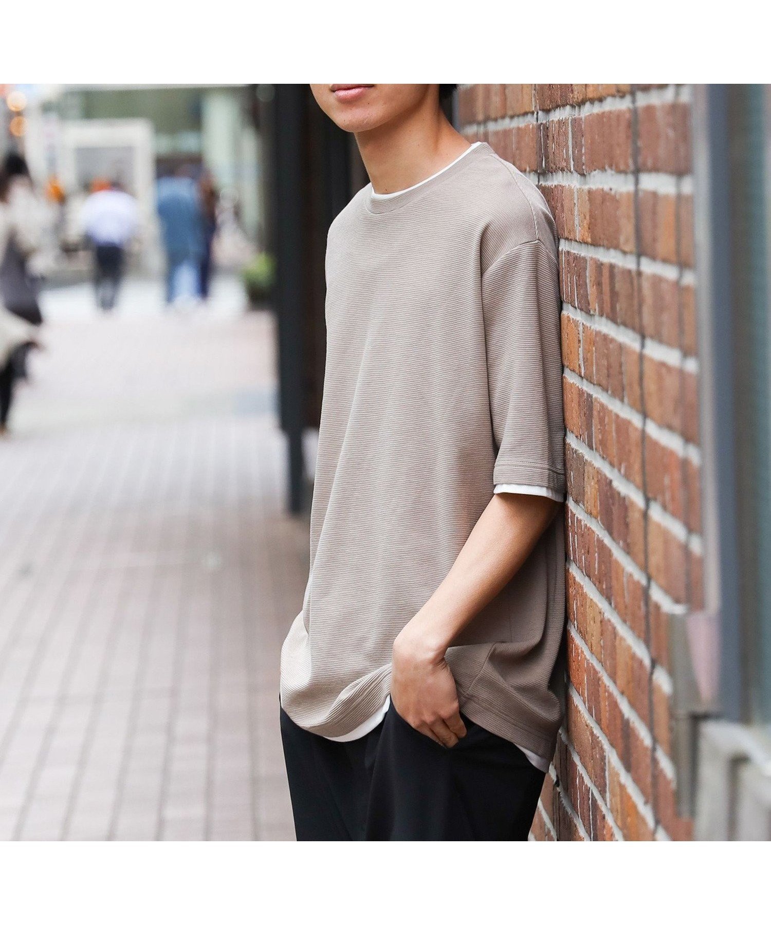 【ビームス ハート/BEAMS HEART】のリップル フェイクレイヤード Tシャツ(接触冷感) 人気、トレンドファッション・服の通販 founy(ファニー) 　ファッション　Fashion　レディースファッション　Fashion for Women　トップス・カットソー　Cut & Sew Tops　シャツ・ブラウス・オフィスカジュアル　Elegant Blouses & Button-Ups　ロングTシャツ・Tシャツ　Longline T-Shirts & Tees　インナー　Innerwear　カットソー　Cut and Sewn Top　シンプル　Simple, Minimal　人気　Popular, Best Seller　ベーシック　Basic, Essential　 other-1|ID: prp329100004666333 ipo3291000000033750225