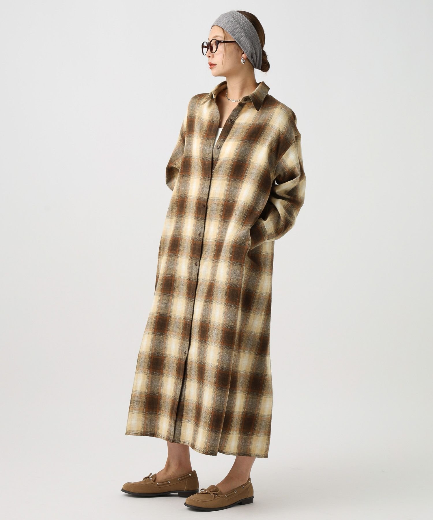 【ベイフロー/BAYFLOW】のチェックシャツワンピース インテリア・キッズ・メンズ・レディースファッション・服の通販 founy(ファニー) 　ファッション　Fashion　レディースファッション　Fashion for Women　ワンピース　Dresses　シャツワンピース / 1枚で着映えコーデ　Shirt Dresses　おすすめ　Recommended / Our Picks　キャミソール　Camisole, Spaghetti Strap Top　チェック　Check, Plaid, Tartan　トレンド　Trend, Trending Now　フロント　Front, Front Design　人気　Popular, Best Seller　冬　Winter / This Winter　羽織　Haori, Light Jacket　長袖　Long Sleeve, Full Sleeve　ベージュ55|ID: prp329100004666371 ipo3291000000033750366