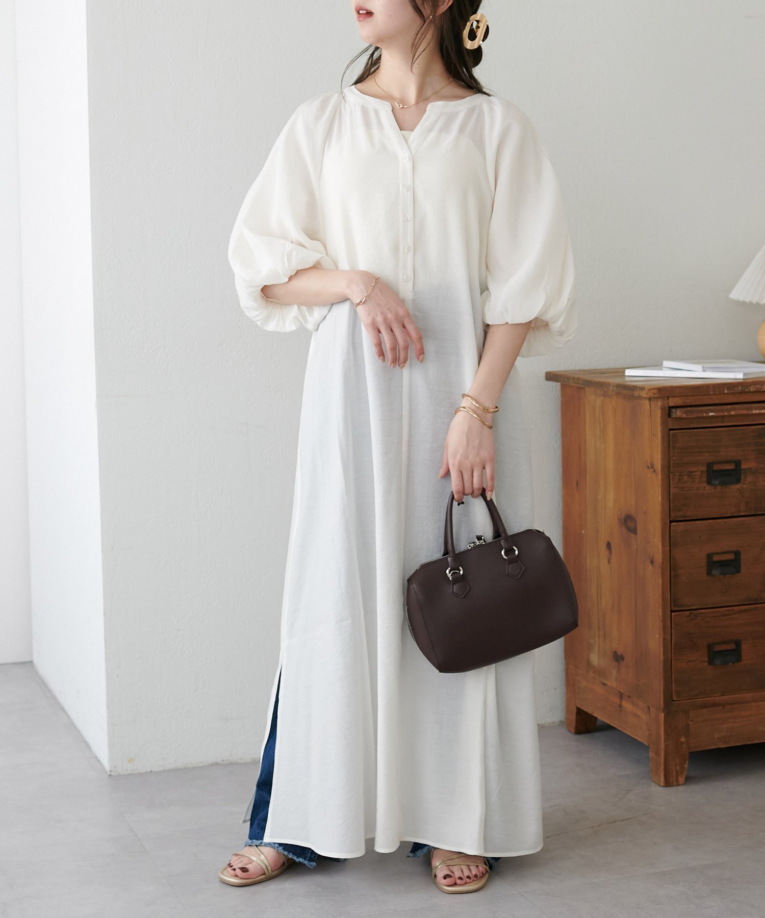 【ディスコート/Discoat】の【新色追加!/WEB限定】バルーンマキシワンピース 人気、トレンドファッション・服の通販 founy(ファニー) 　ファッション　Fashion　レディースファッション　Fashion for Women　ワンピース　Dresses　マキシ丈ワンピース・ロングドレス　Maxi Dresses / Long One-Pieces　スリット　Slit, Slit Detail　バルーン　Balloon, Balloon Silhouette　エレガント 上品　Elegant　夏　Summer　春　Spring　S/S・春夏　SS, Spring/Summer, Warm Season　 other-1|ID: prp329100004666387 ipo3291000000033827479