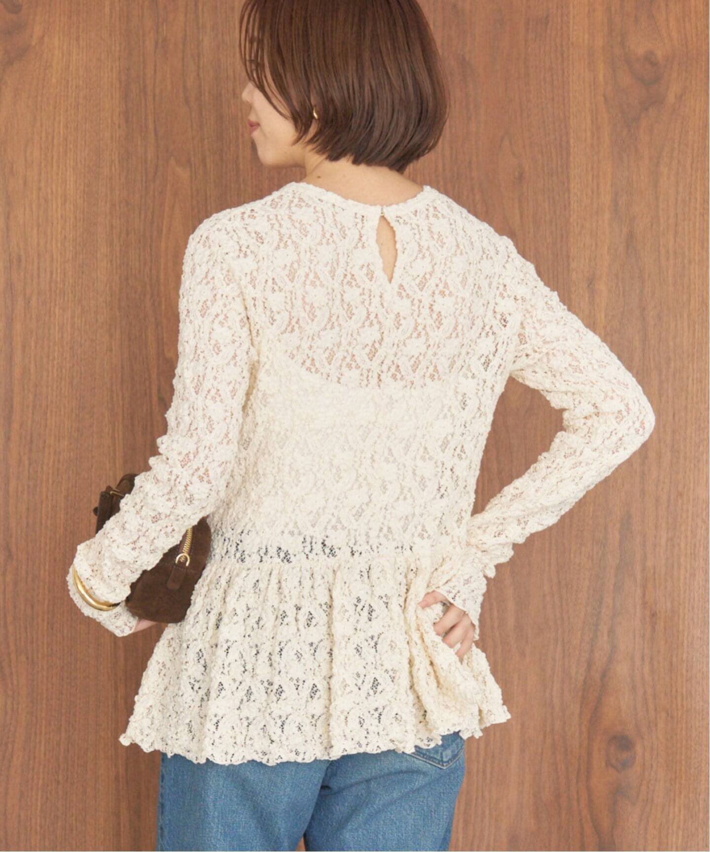 【イエナ/IENA】のFlowerストレッチレース ペプラムプルオーバー インテリア・キッズ・メンズ・レディースファッション・服の通販 founy(ファニー) 　ファッション　Fashion　レディースファッション　Fashion for Women　トップス・カットソー　Cut & Sew Tops　カジュアルプルオーバー・ニットトップス　Pullovers & Knit Tops / Casual Pullovers　2025年　2025　2025-2026秋冬・A/W　Autumn/Winter 2025–26 AW25–26　おすすめ　Recommended / Our Picks　エレガント 上品　Elegant　キャミソール　Camisole, Spaghetti Strap Top　ギャザー　Gathered, Ruffled　スウェット / スエット　Sweatshirt, Sweatwear　ストレッチ　Stretch, Stretchy Fabric　タートルネック　Turtleneck, High Neck　フラワー　Flower, Floral　ペプラム　Peplum, Flared Hem　モチーフ　Motif, Design Theme　レース　Lace, Lace Fabric　ナチュラル|ID: prp329100004666395 ipo3291000000033750452