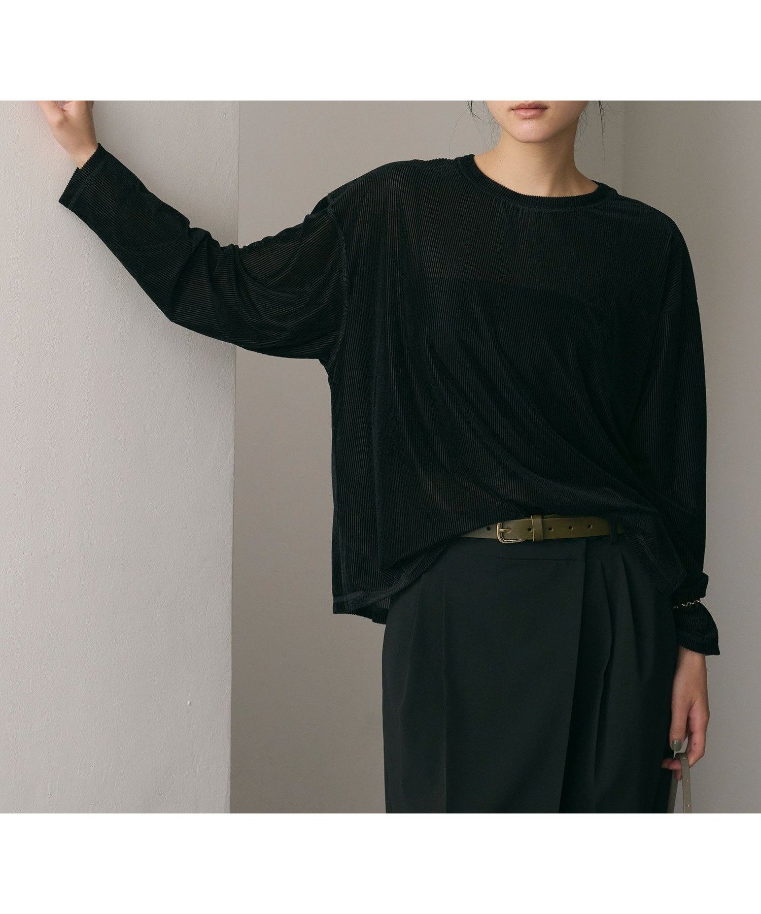 【ビューティ&ユース ユナイテッドアローズ/BEAUTY&YOUTH / UNITED ARROWS】のベロアストライプシアー ロングスリーブカットソー 人気、トレンドファッション・服の通販 founy(ファニー) 　ファッション　Fashion　レディースファッション　Fashion for Women　トップス・カットソー　Cut & Sew Tops　カットソー・ベーシックTシャツ　Cut-and-Sewn Tops / Stretch Tees & Basics　ベロアトップス　Velour Tops / Velvet-Look Items　おすすめ　Recommended / Our Picks　インナー　Innerwear　シンプル　Simple, Minimal　ストライプ　Stripe, Striped Pattern　スリット　Slit, Slit Detail　スリーブ　Sleeve, Long Sleeve / Short Sleeve　デニム　Denim, Jeans Material　ベロア　Velour, Soft Velvet　ボトム　Bottoms, Lower Wear　ルーズ　Loose, Oversized　ロング　Long, Long-Length　ワイド　Wide, Wide Fit　秋　Autumn　 other-1|ID: prp329100004666515 ipo3291000000033858773