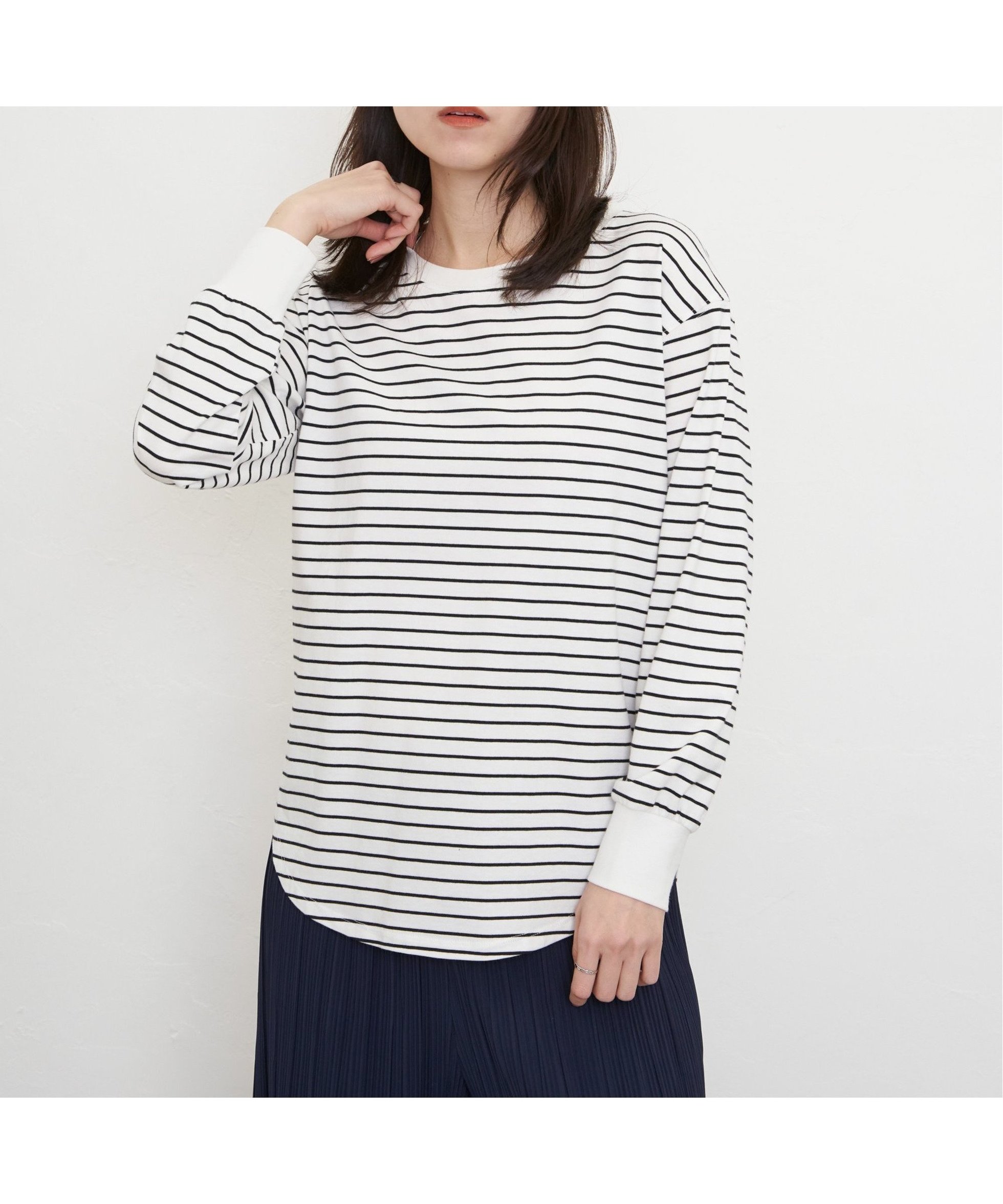 【イッカ/ikka】のコットンUSA裾ラウンドロンT インテリア・キッズ・メンズ・レディースファッション・服の通販 founy(ファニー) 　ファッション　Fashion　レディースファッション　Fashion for Women　トップス・カットソー　Cut & Sew Tops　ロングTシャツ・Tシャツ　Longline T-Shirts & Tees　おすすめ　Recommended / Our Picks　インナー　Innerwear　スウェット / スエット　Sweatshirt, Sweatwear　ラウンド　Round, Round Neck　ソノタ|ID: prp329100004666532 ipo3291000000033926742