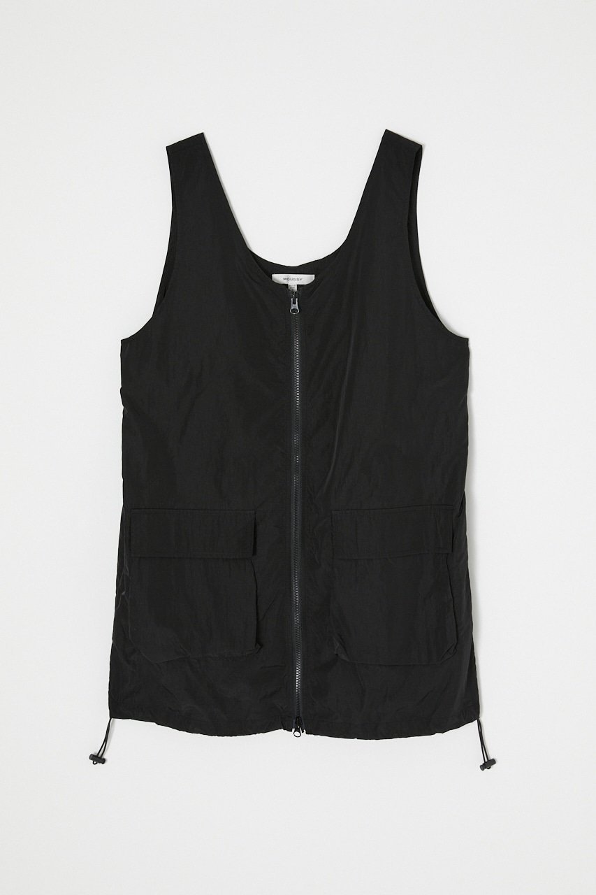 【マウジー/moussy】のNYLON ZIP VEST ドレス インテリア・キッズ・メンズ・レディースファッション・服の通販 founy(ファニー) 　ファッション　Fashion　レディースファッション　Fashion for Women　アウター　Coat / Outerwear Collection　トップス・カットソー　Cut & Sew Tops　ベスト&ジレ / 重ね着スタイル　Vests & Gilets　ワンピース　Dresses　フォーマル・パーティードレス・結婚式用ドレス　Elegant & Casual Dresses　ジップアップ　Zip-Up, Full Zip　ドレス　Dress, One-Piece　ベスト　Vest, Waistcoat　ポケット　Pocket, Pocket Detail　軽量　Lightweight, Ultra Light　BLK|ID: prp329100004666552 ipo3291000000033750996