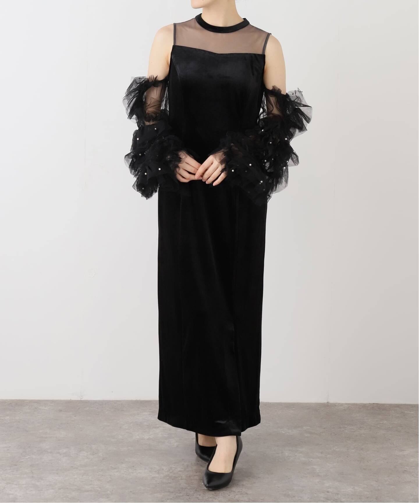 【ラ トータリテ/La TOTALITE】のパール付きチュールスリーブドレス 人気、トレンドファッション・服の通販 founy(ファニー) 　ファッション　Fashion　レディースファッション　Fashion for Women　ワンピース　Dresses　フォーマル・パーティードレス・結婚式用ドレス　Elegant & Casual Dresses　パール　Pearl, Pearl Accent　 other-1|ID: prp329100004666606 ipo3291000000033751215