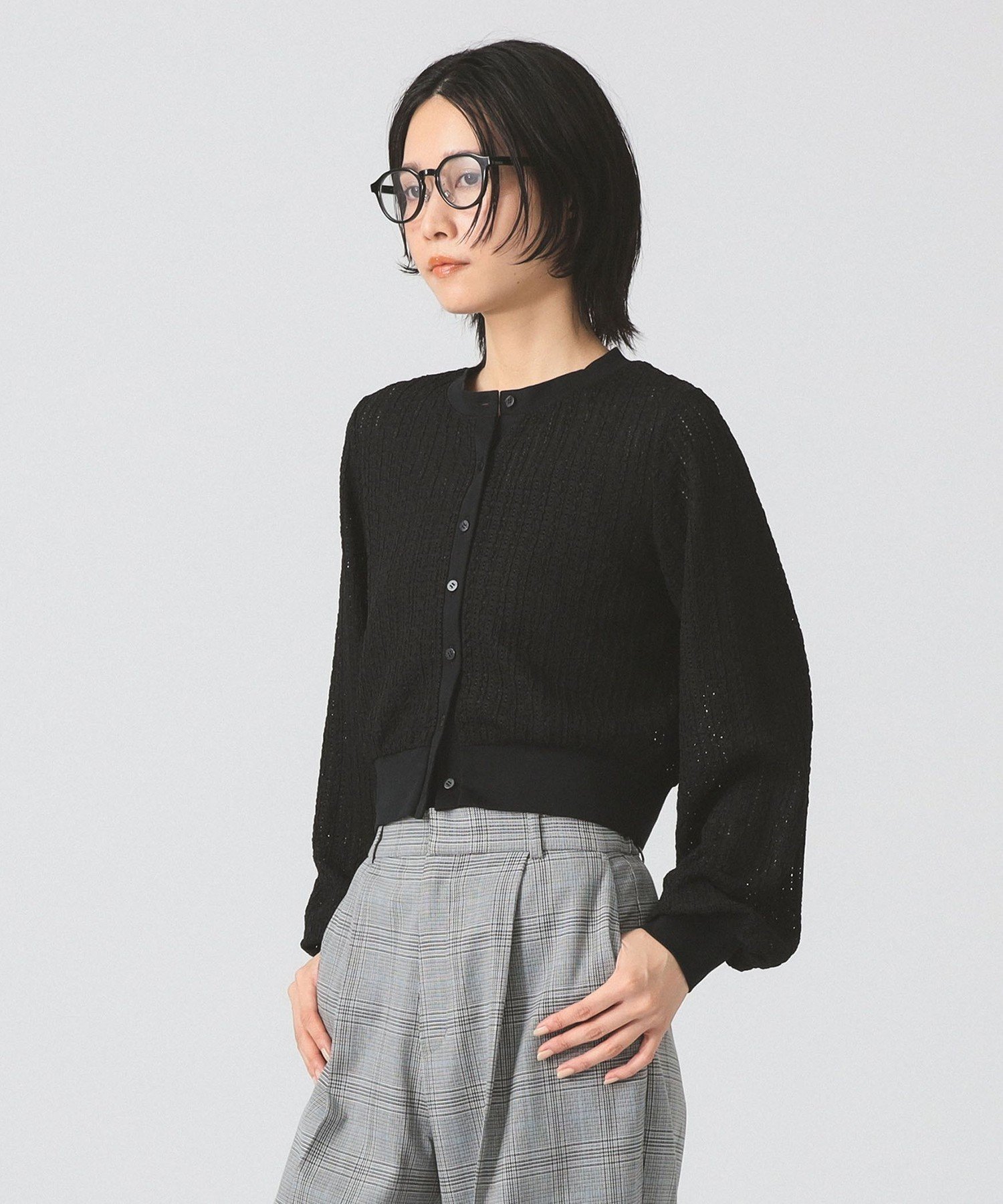 【ビームス ウイメン/BEAMS】のレース ジャカード クルーネック カーディガン インテリア・キッズ・メンズ・レディースファッション・服の通販 founy(ファニー) 　ファッション　Fashion　レディースファッション　Fashion for Women　トップス・カットソー　Cut & Sew Tops　カーディガン・羽織り　Layered Style Cardigans　なめらか　Smooth, Silky Texture　カーディガン　Cardigan, Knitwear　シンプル　Simple, Minimal　ジャカード／ジャガード　Jacquard, Woven Pattern　フォーマル　Formal, Dressy　レース　Lace, Lace Fabric　BLACK|ID: prp329100004666633 ipo3291000000033751320
