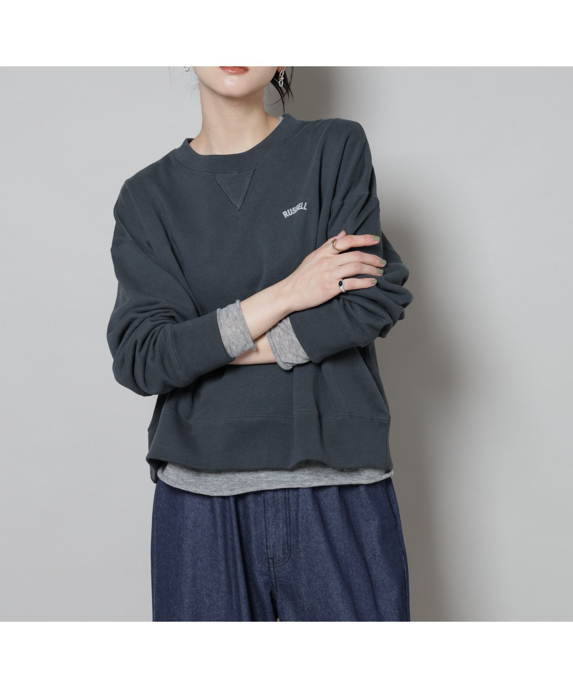 【ナノ ユニバース/nano universe】のRUSSELL ATHLETIC/別注 Mini Logo Crewneck Sweat インテリア・キッズ・メンズ・レディースファッション・服の通販 founy(ファニー) 　ファッション　Fashion　レディースファッション　Fashion for Women　トップス・カットソー　Cut & Sew Tops　レディースパーカー・カジュアルフーディー　Casual Hoodies & Sweatshirts　スウェット・クルーネックトップス　Sweatshirts & Crewnecks / Relaxed Fit Sweat Tops　アメリカン　American Style　スウェット / スエット　Sweatshirt, Sweatwear　スタンダード　Standard, Basic　スポーツ　Sports, Activewear　プリント　Print, Printed Pattern　ベーシック　Basic, Essential　別注　Limited Edition, Custom Order　ラッセル　Raschel, Raschel Lace　ラバー　Rubber, Rubber Sole　冬　Winter / This Winter　2025年　2025　2025-2026秋冬・A/W　Autumn/Winter 2025–26 AW25–26　チャコール3|ID: prp329100004666659 ipo3291000000033751424