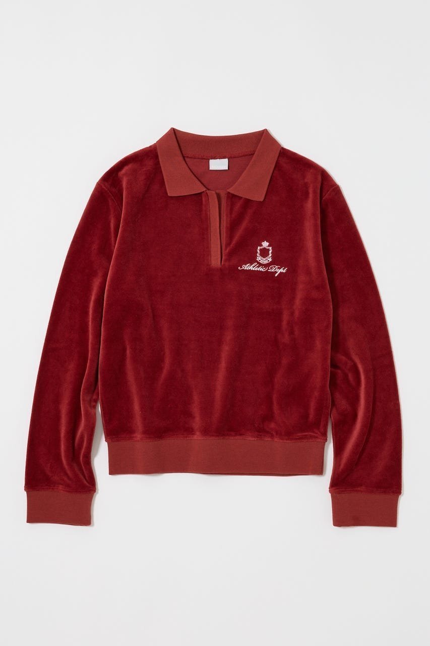 【マウジー/moussy】の【ViVi掲載】VELOUR POLO ロングスリーブTシャツ インテリア・キッズ・メンズ・レディースファッション・服の通販 founy(ファニー) 　雑誌掲載アイテム　Magazine Picks & Fashion Features　ファッション雑誌　Fashion Magazines　ヴィヴィ　ViVi　ファッション　Fashion　レディースファッション　Fashion for Women　トップス・カットソー　Cut & Sew Tops　シャツ・ブラウス・オフィスカジュアル　Elegant Blouses & Button-Ups　ロングTシャツ・Tシャツ　Longline T-Shirts & Tees　ベロアトップス　Velour Tops / Velvet-Look Items　キャップ　Cap, Baseball Cap　シンプル　Simple, Minimal　スニーカー　Sneakers, Trainers　スラックス　Slacks, Dress Pants　スリーブ　Sleeve, Long Sleeve / Short Sleeve　雑誌　Magazine, Fashion Magazine　人気　Popular, Best Seller　ベロア　Velour, Soft Velvet　ロング　Long, Long-Length　ワンポイント　One Point, Statement Accent　A/W・秋冬　Autumn/Winter　再入荷　Restock / Back in Stock　おすすめ　Recommended / Our Picks　エレガント 上品　Elegant　RED|ID: prp329100004666675 ipo3291000000033751478