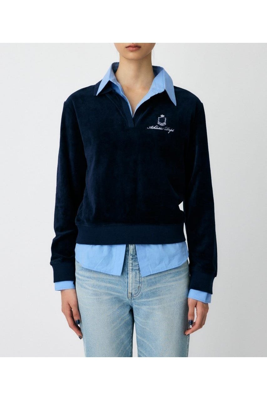 【マウジー/moussy】の【ViVi掲載】VELOUR POLO ロングスリーブTシャツ インテリア・キッズ・メンズ・レディースファッション・服の通販 founy(ファニー) 　雑誌掲載アイテム　Magazine Picks & Fashion Features　ファッション雑誌　Fashion Magazines　ヴィヴィ　ViVi　ファッション　Fashion　レディースファッション　Fashion for Women　トップス・カットソー　Cut & Sew Tops　シャツ・ブラウス・オフィスカジュアル　Elegant Blouses & Button-Ups　ロングTシャツ・Tシャツ　Longline T-Shirts & Tees　ベロアトップス　Velour Tops / Velvet-Look Items　キャップ　Cap, Baseball Cap　シンプル　Simple, Minimal　スニーカー　Sneakers, Trainers　スラックス　Slacks, Dress Pants　スリーブ　Sleeve, Long Sleeve / Short Sleeve　雑誌　Magazine, Fashion Magazine　人気　Popular, Best Seller　ベロア　Velour, Soft Velvet　ロング　Long, Long-Length　ワンポイント　One Point, Statement Accent　A/W・秋冬　Autumn/Winter　再入荷　Restock / Back in Stock　おすすめ　Recommended / Our Picks　エレガント 上品　Elegant　D/NVY3|ID: prp329100004666675 ipo3291000000033751482