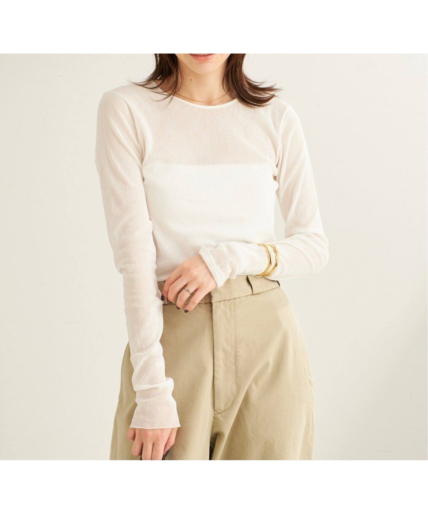 【プラージュ/Plage】の《追加》Mesh Sheer ロンT 4 インテリア・キッズ・メンズ・レディースファッション・服の通販 founy(ファニー) 　ファッション　Fashion　レディースファッション　Fashion for Women　トップス・カットソー　Cut & Sew Tops　ロングTシャツ・Tシャツ　Longline T-Shirts & Tees　シアー　Sheer, See-Through　シンプル　Simple, Minimal　ジャケット　Jacket, Outerwear　トレンド　Trend, Trending Now　ブレスレット　Bracelet, Wristband　ホワイト|ID: prp329100004666723 ipo3291000000033843639