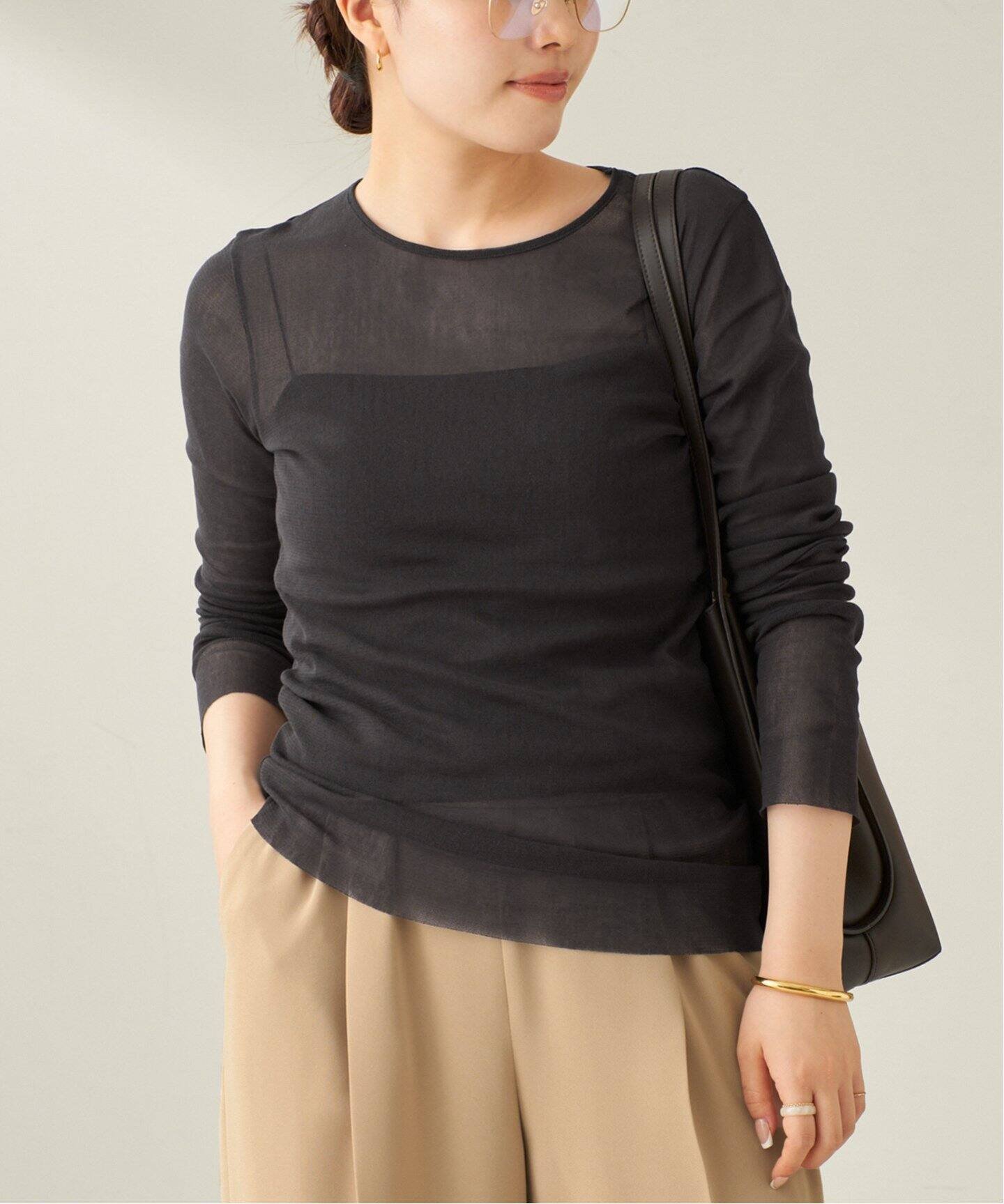 【プラージュ/Plage】の《追加》Mesh Sheer ロンT 4 インテリア・キッズ・メンズ・レディースファッション・服の通販 founy(ファニー) 　ファッション　Fashion　レディースファッション　Fashion for Women　トップス・カットソー　Cut & Sew Tops　ロングTシャツ・Tシャツ　Longline T-Shirts & Tees　シアー　Sheer, See-Through　シンプル　Simple, Minimal　ジャケット　Jacket, Outerwear　トレンド　Trend, Trending Now　ブレスレット　Bracelet, Wristband　グレー|ID: prp329100004666723 ipo3291000000033843640