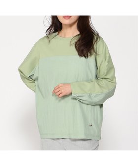【クロコダイル/CROCODILE】の異素材 切り替え プルオーバー 人気、トレンドファッション・服の通販 founy(ファニー) ファッション Fashion レディースファッション Fashion for Women トップス・カットソー Cut & Sew Tops カジュアルプルオーバー・ニットトップス Pullovers & Knit Tops / Casual Pullovers とろみ Fluid, Flowy Fabric シンプル Simple, Minimal デニム Denim, Jeans Material トレーナー Sweatshirt, Trainer ボトム Bottoms, Lower Wear ロング Long, Long-Length エレガント 上品 Elegant |ID:prp329100004666771
