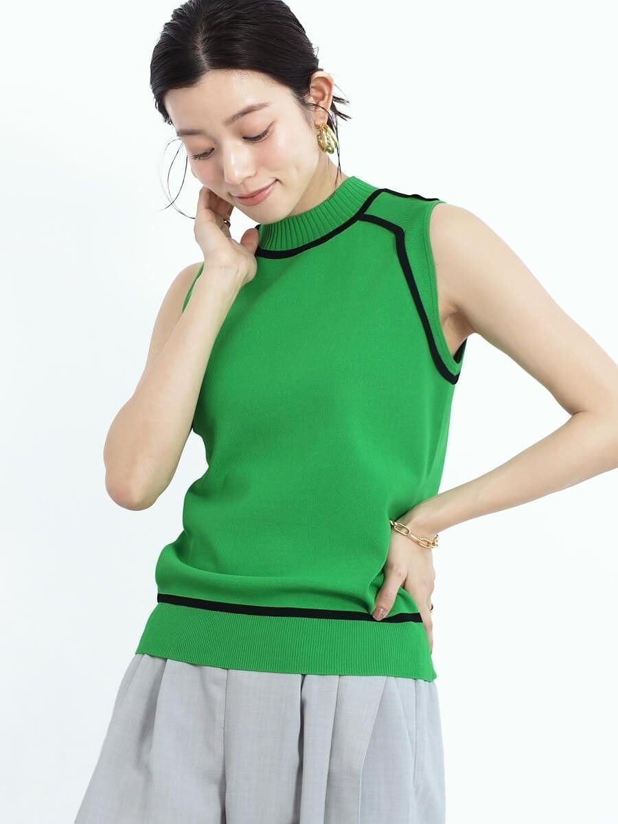 【ヴァン/Vin】の配色ノースリーブニットトップス 人気、トレンドファッション・服の通販 founy(ファニー) 　ファッション　Fashion　レディースファッション　Fashion for Women　トップス・カットソー　Cut & Sew Tops　ニット　Knit Tops & Sweaters　キャミソール&ノースリーブ　Camisoles & Sleeveless Tops　シンプル　Simple, Minimal　 other-1|ID: prp329100004666816 ipo3291000000033752055