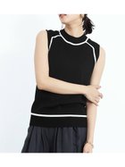 【ヴァン/Vin】の配色ノースリーブニットトップス ブラック|ID: prp329100004666816 ipo3291000000033752059