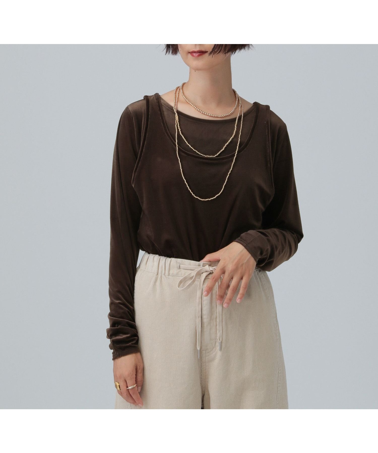 【レプシィム ローリーズファーム/LEPSIM LOWRYS FARM】のシアーベロアタンクセットプルオーバー インテリア・キッズ・メンズ・レディースファッション・服の通販 founy(ファニー) ファッション Fashion レディースファッション Fashion for Women トップス・カットソー Cut & Sew Tops カジュアルプルオーバー・ニットトップス Pullovers & Knit Tops / Casual Pullovers ベロアトップス Velour Tops / Velvet-Look Items インナー Innerwear ショート Short, Short Length タンク Tank Top, Sleeveless Top チェック Check, Plaid, Tartan 秋 Autumn 長袖 Long Sleeve, Full Sleeve ブラウン58|ID: prp329100004666824 ipo3291000000034848248