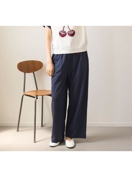 【ジェラート ピケ/gelato pique】のワンポイントロングパンツ インテリア・キッズ・メンズ・レディースファッション・服の通販 founy(ファニー) 　ファッション　Fashion　レディースファッション　Fashion for Women　パンツ　Pants & Trousers　シンプル　Simple, Minimal　ストレート　Straight, Straight Cut　パステル　Pastel, Soft Color　プリント　Print, Printed Pattern　ポケット　Pocket, Pocket Detail　リラックス　Relax, Relaxed Fit　ロング　Long, Long-Length　NVY[089]|ID: prp329100004666967 ipo3291000000033752690