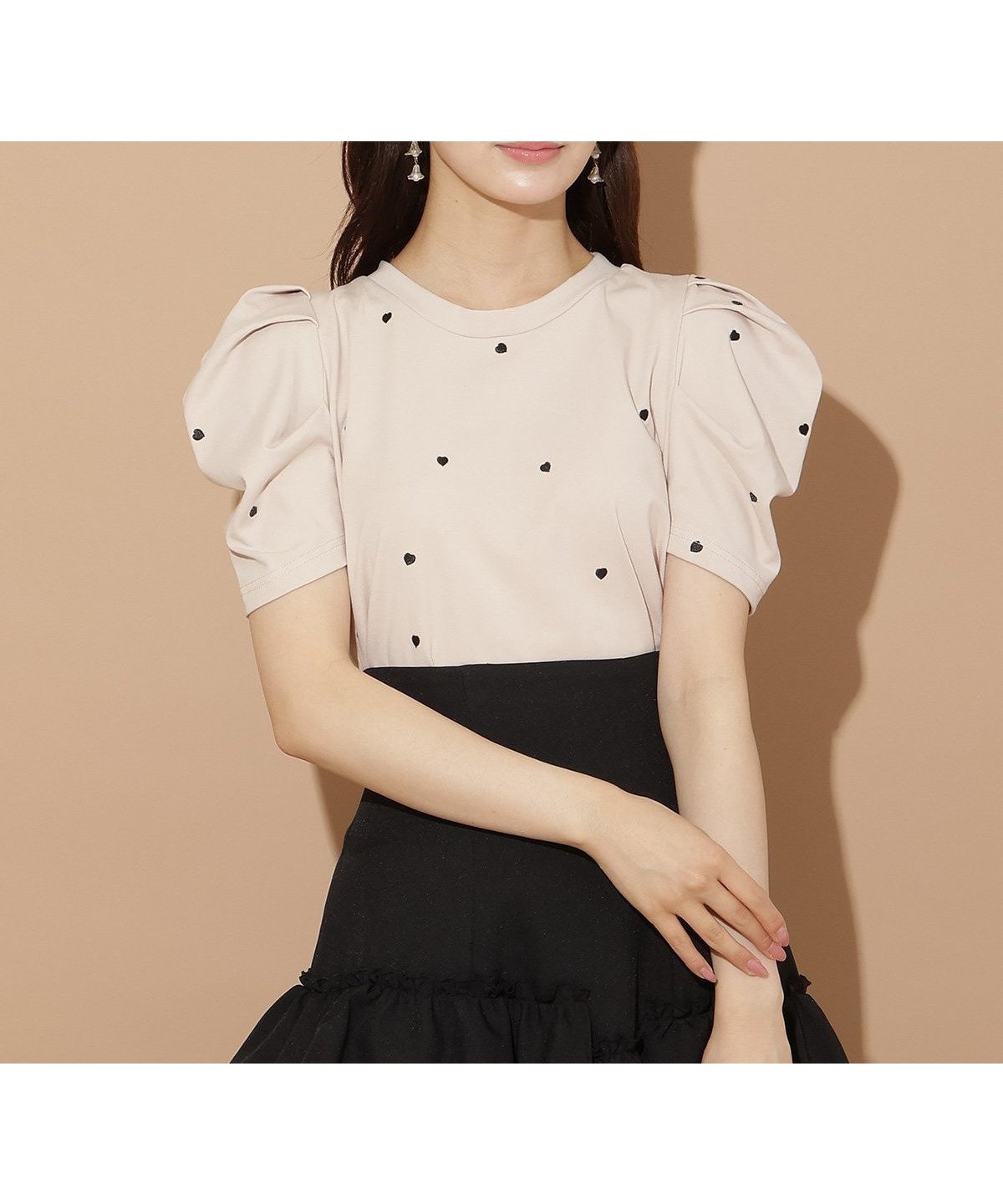【ウィルセレクション/WILLSELECTION】のハート刺繍タックスリーブTシャツ インテリア・キッズ・メンズ・レディースファッション・服の通販 founy(ファニー) 　ファッション　Fashion　レディースファッション　Fashion for Women　トップス・カットソー　Cut & Sew Tops　シャツ・ブラウス・オフィスカジュアル　Elegant Blouses & Button-Ups　ロングTシャツ・Tシャツ　Longline T-Shirts & Tees　ガーリー　Girly, Feminine Style　シンプル　Simple, Minimal　スリーブ　Sleeve, Long Sleeve / Short Sleeve　デニム　Denim, Jeans Material　ドット　Polka Dot, Dot Pattern　バランス　Balance, Style Balance　ベーシック　Basic, Essential　ピンク|ID: prp329100004667057 ipo3291000000033753069