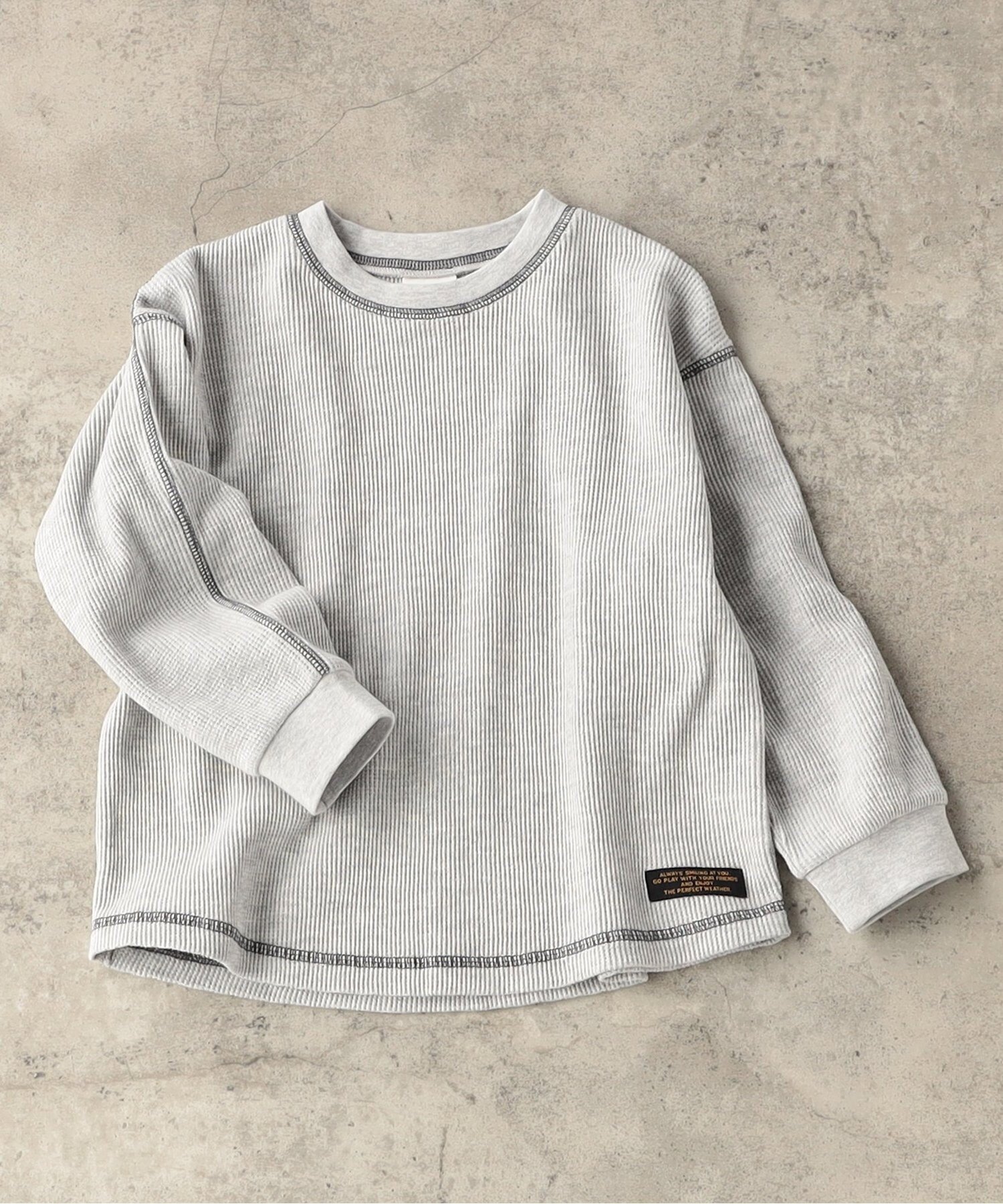 【エフオー オンラインストア/F.O.Online Store / KIDS】のWEB限定 ワッフルTシャツ インテリア・キッズ・メンズ・レディースファッション・服の通販 founy(ファニー) 　ファッション　Fashion　キッズファッション　Fashion for Kids　おすすめ　Recommended / Our Picks　トレーナー　Sweatshirt, Trainer　ワッフル　Waffle, Waffle Knit　人気　Popular, Best Seller　定番　Standard, Basic Item　無地　Plain, Solid Color　長袖　Long Sleeve, Full Sleeve　グレー|ID: prp329100004667265 ipo3291000000034044652