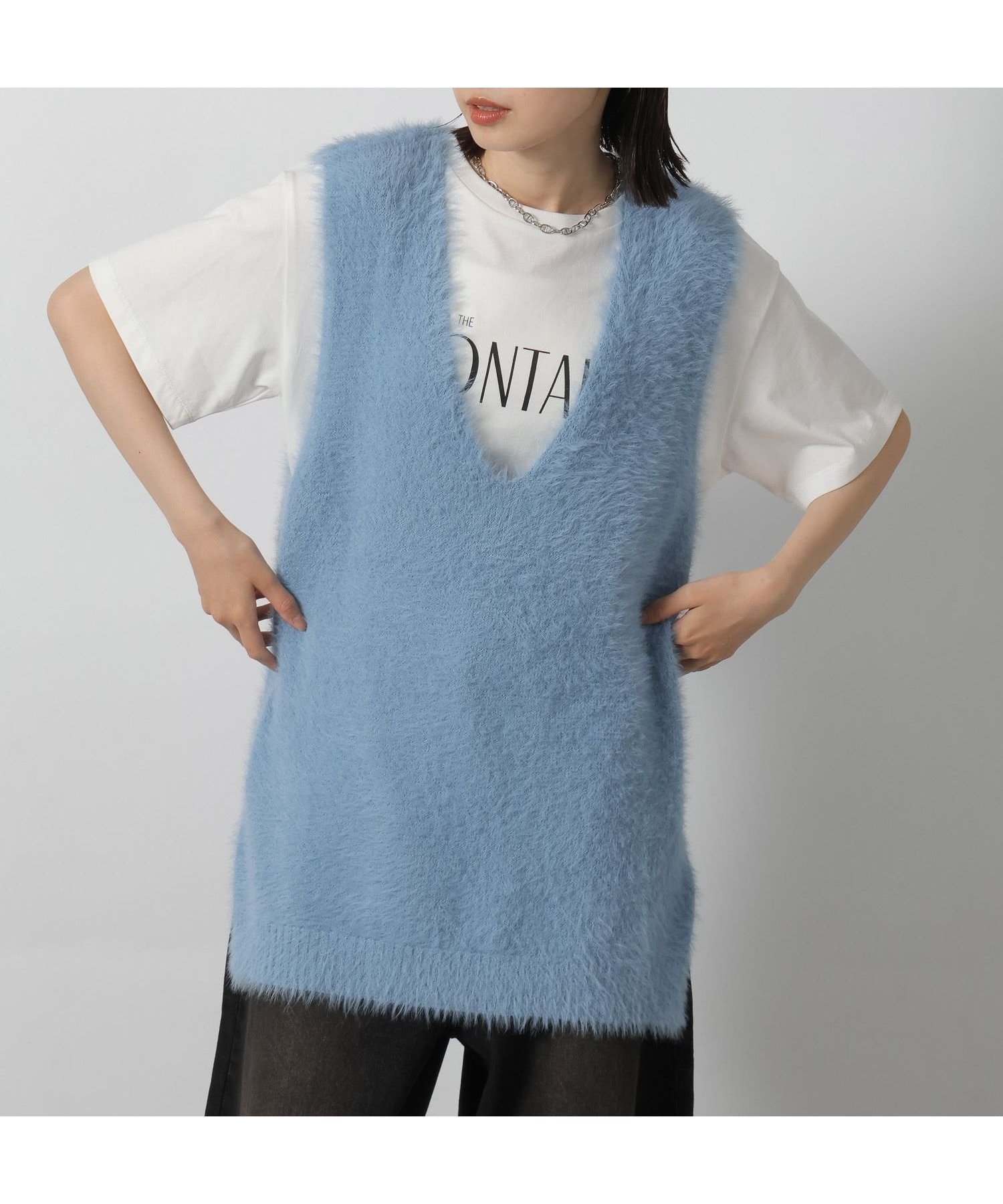 【ラコレ/LAKOLE】のシャギーニットベスト インテリア・キッズ・メンズ・レディースファッション・服の通販 founy(ファニー) 　ファッション　Fashion　レディースファッション　Fashion for Women　アウター　Coat / Outerwear Collection　トップス・カットソー　Cut & Sew Tops　ニット　Knit Tops & Sweaters　ベスト&ジレ / 重ね着スタイル　Vests & Gilets　カットソー　Cut and Sewn Top　シンプル　Simple, Minimal　トレンド　Trend, Trending Now　ベスト　Vest, Waistcoat　ルーズ　Loose, Oversized　ブルー|ID: prp329100004667311 ipo3291000000034008700