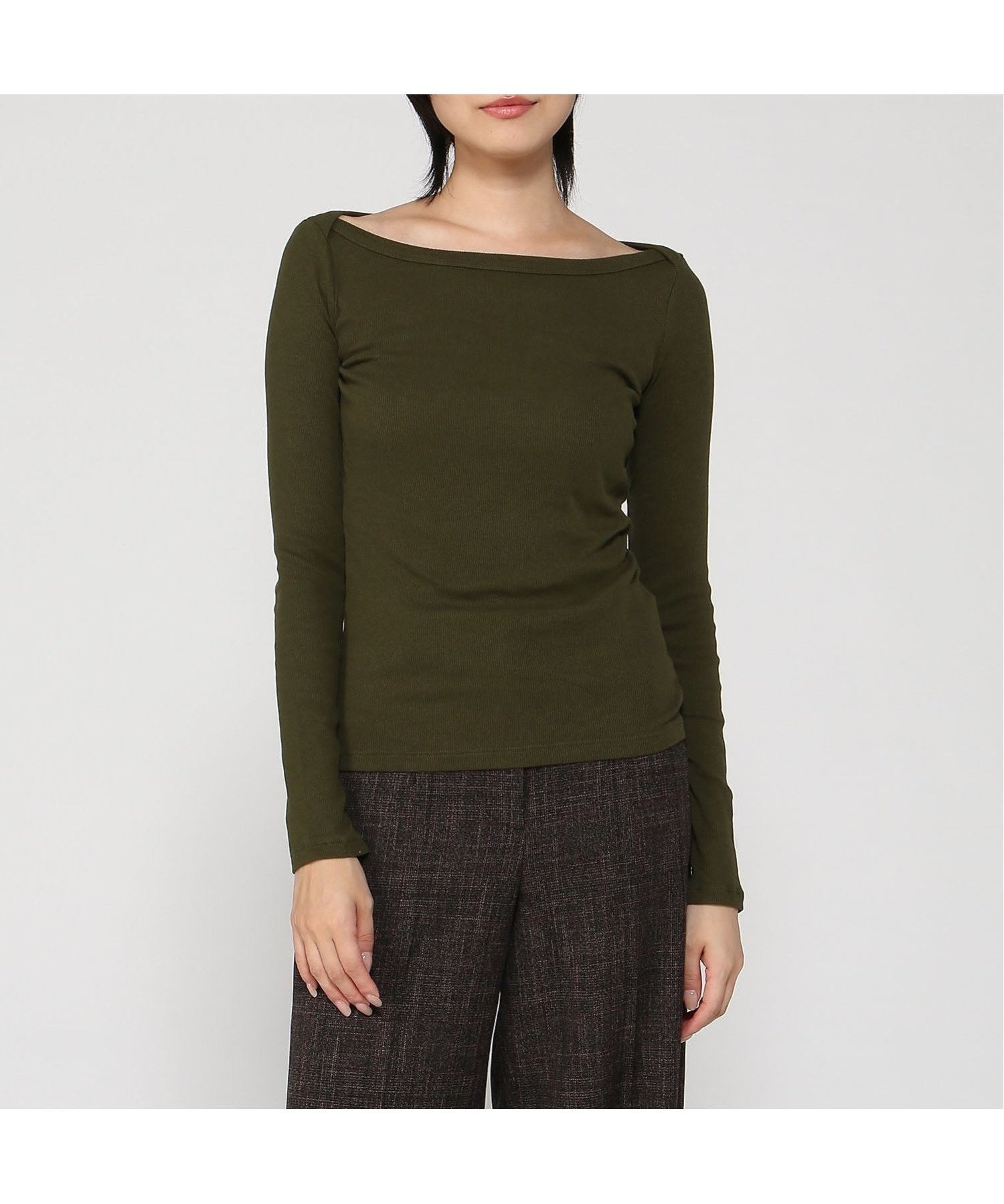 【バナナリパブリック ファクトリーストア/BANANA REPUBLIC FACTORY STORE】のBANANA REPUBLIC FACTORY STORE リブ ボートネック トップ インテリア・キッズ・メンズ・レディースファッション・服の通販 founy(ファニー) 　ファッション　Fashion　レディースファッション　Fashion for Women　ベーシック　Basic, Essential　WAIMEA_OLIVE|ID: prp329100004667356 ipo3291000000033754290