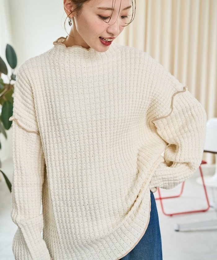 【フリークスストア/FREAK'S STORE】のヘビー ワッフル メロー ハイネック ニット【限定展開】 25AW インテリア・キッズ・メンズ・レディースファッション・服の通販 founy(ファニー) 　ファッション　Fashion　レディースファッション　Fashion for Women　トップス・カットソー　Cut & Sew Tops　ニット　Knit Tops & Sweaters　サテン　Satin, Glossy Fabric　スラックス　Slacks, Dress Pants　ダウン　Down, Puffer　デニム　Denim, Jeans Material　人気　Popular, Best Seller　ハイネック　High Neck, Mock Neck　バランス　Balance, Style Balance　ミリタリー　Military, Army Style　リラックス　Relax, Relaxed Fit　ワイド　Wide, Wide Fit　ワッフル　Waffle, Waffle Knit　A/W・秋冬　Autumn/Winter　冬　Winter / This Winter　おすすめ　Recommended / Our Picks　2025年　2025　2025-2026秋冬・A/W　Autumn/Winter 2025–26 AW25–26　ナチュラル|ID: prp329100004667487 ipo3291000000034672557