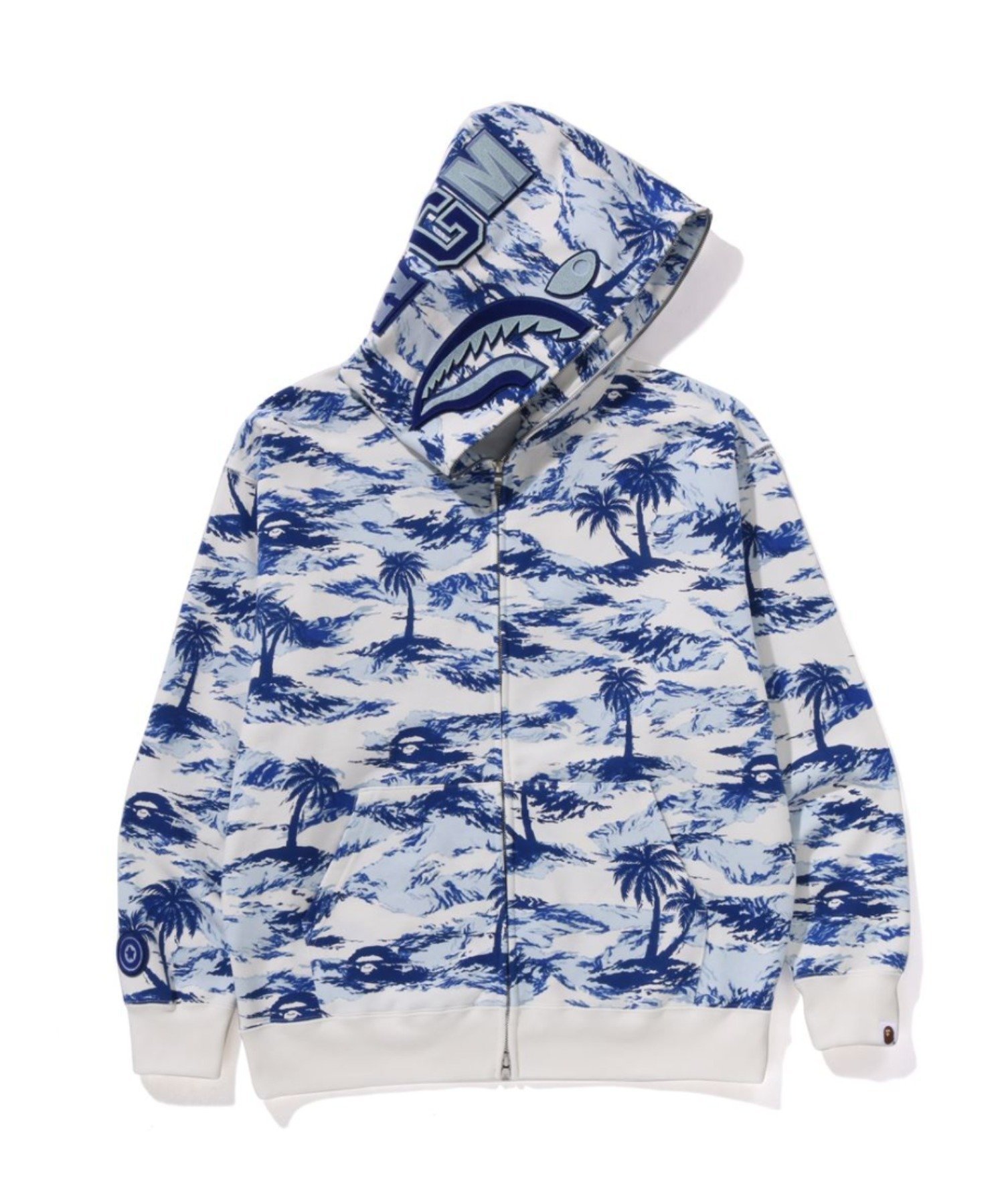 【アベイシングエイプ/A BATHING APE / MEN】のPALM TREE CAMO RELAXED FIT SHARK FULL ZIP HOODIE インテリア・キッズ・メンズ・レディースファッション・服の通販 founy(ファニー) 　ファッション　Fashion　メンズファッション　Fashion for Men　コレクション　Collection, Seasonal Line　ショーツ　Shorts, Short Pants　パターン　Pattern, Design Print　ビーチ　Beach, Seaside　モチーフ　Motif, Design Theme　リゾート　Resort, Vacation Style　夏　Summer　定番　Standard, Basic Item　春　Spring　S/S・春夏　SS, Spring/Summer, Warm Season　BLUE|ID: prp329100004667591 ipo3291000000033885354