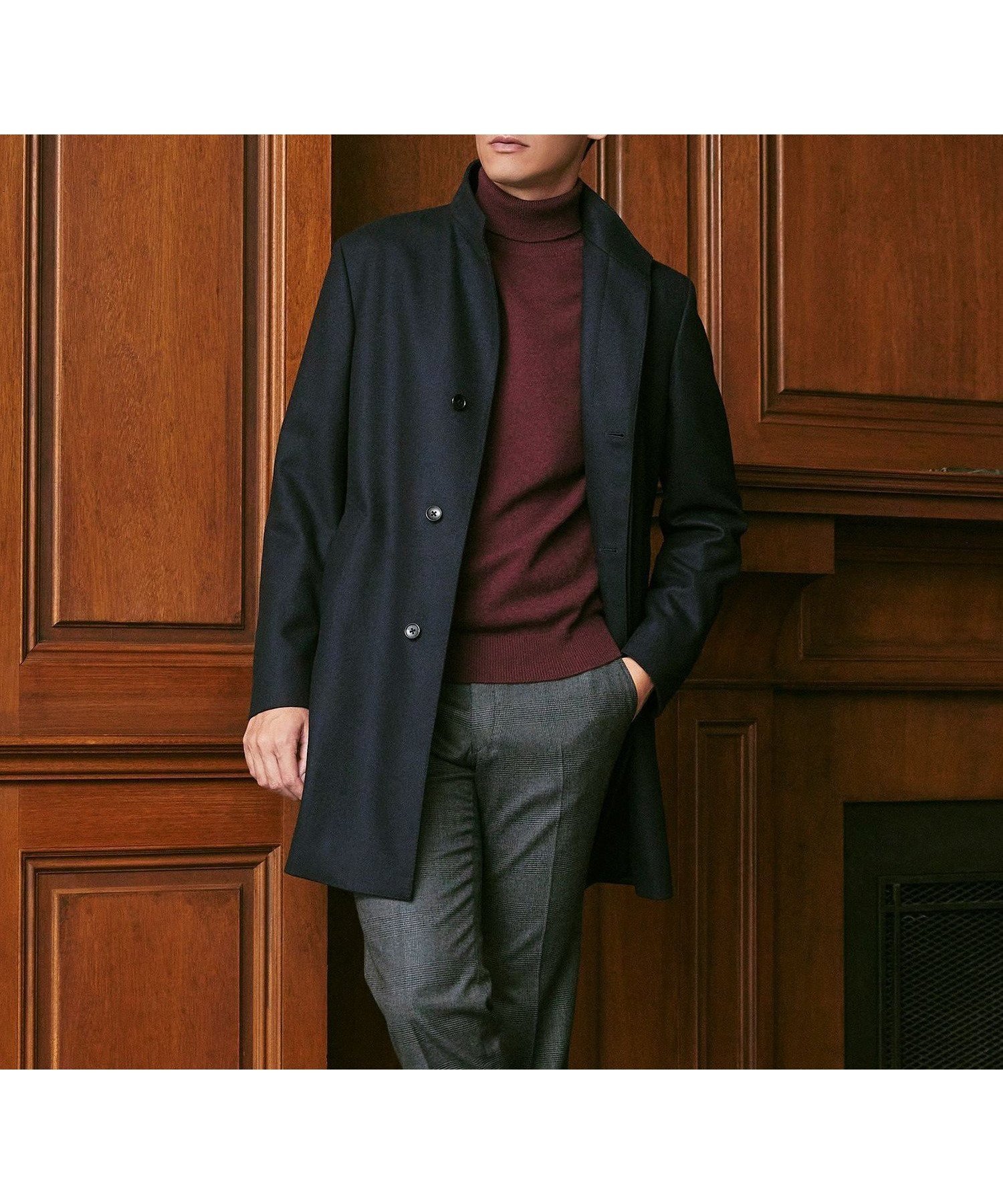 【ポール スチュアート/Paul Stuart / MEN】の【Nikkei magazine掲載】カシミヤ混スタンドカラーコート インテリア・キッズ・メンズ・レディースファッション・服の通販 founy(ファニー) 　ファッション　Fashion　メンズファッション　Fashion for Men　ウォーム　Warm Fabric　コンパクト　Compact, Small Size　スタンド　Stand Collar, Upright Stand　スマート　Smart, Elegant　雑誌　Magazine, Fashion Magazine　定番　Standard, Basic Item　パターン　Pattern, Design Print　ワーク　Workwear, Utility Style　A/W・秋冬　Autumn/Winter　2024年　2024　2024-2025秋冬・A/W　Autumn/Winter 2024–25 AW24–25　ネイビー|ID: prp329100004667616 ipo3291000000033851674