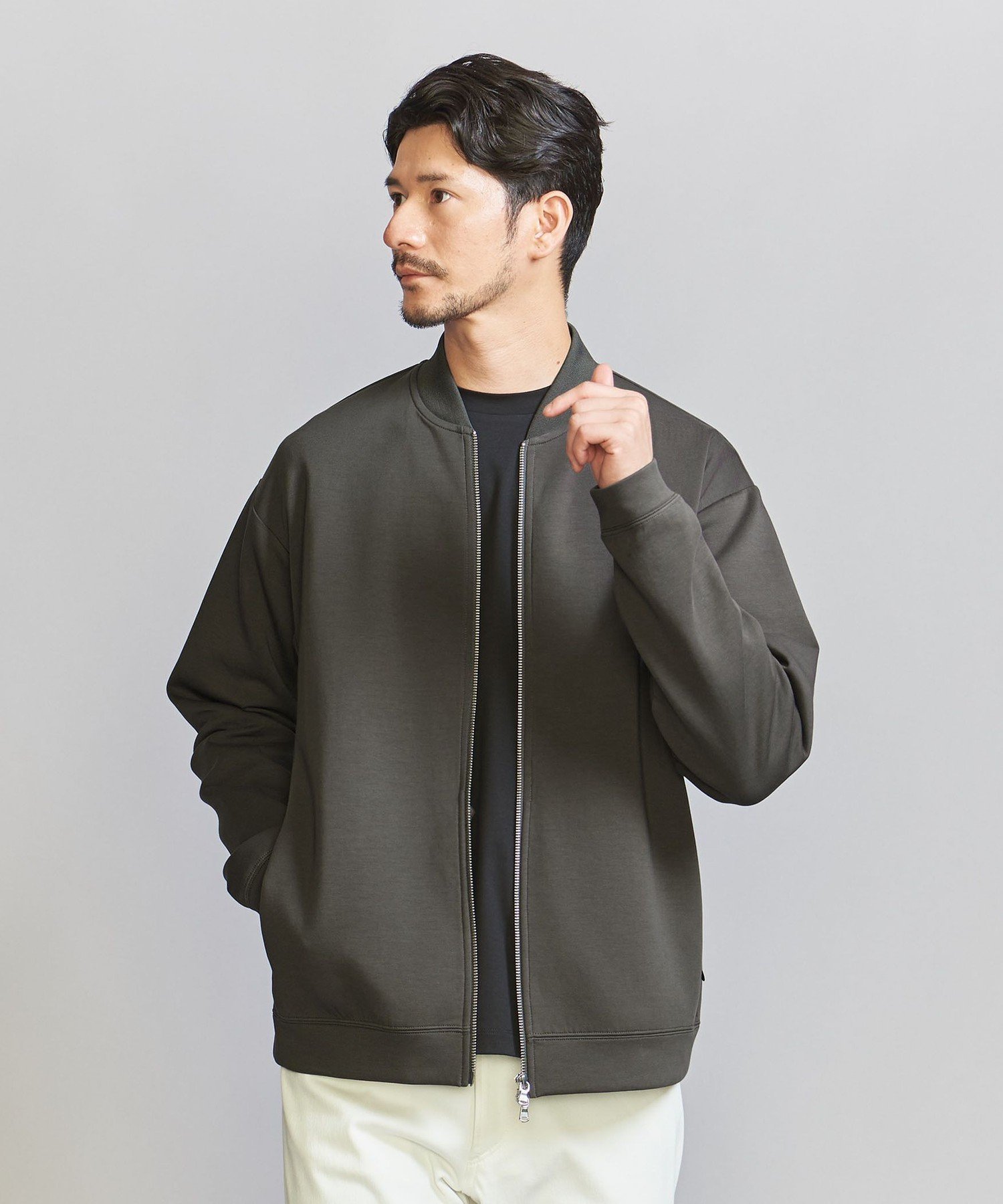 【ビューティ&ユース ユナイテッドアローズ/BEAUTY&YOUTH / UNITED ARROWS / MEN】の【WEB限定 WARDROBE SMART】ダブルニット ジップブルゾン/セットアップ対応 インテリア・キッズ・メンズ・レディースファッション・服の通販 founy(ファニー) 　ファッション　Fashion　メンズファッション　Fashion for Men　セットアップ　Matching Sets　春　Spring　カーディガン　Cardigan, Knitwear　スウェット / スエット　Sweatshirt, Sweatwear　スマート　Smart, Elegant　スラックス　Slacks, Dress Pants　セットアップ　Set-Up, Coordinated Outfit　ダブル　Double, Double-Breasted　トレーナー　Sweatshirt, Trainer　パーカー　Hoodie, Parka　ファブリック　Fabric, Textile　フィット　Fit, Slim Fit　フラット　Flat, Flat Shoes　ブルゾン　Blouson, Bomber Jacket　ポケット　Pocket, Pocket Detail　リラックス　Relax, Relaxed Fit　A/W・秋冬　Autumn/Winter　エレガント 上品　Elegant　DK.GRAY|ID: prp329100004667677 ipo3291000000033755476