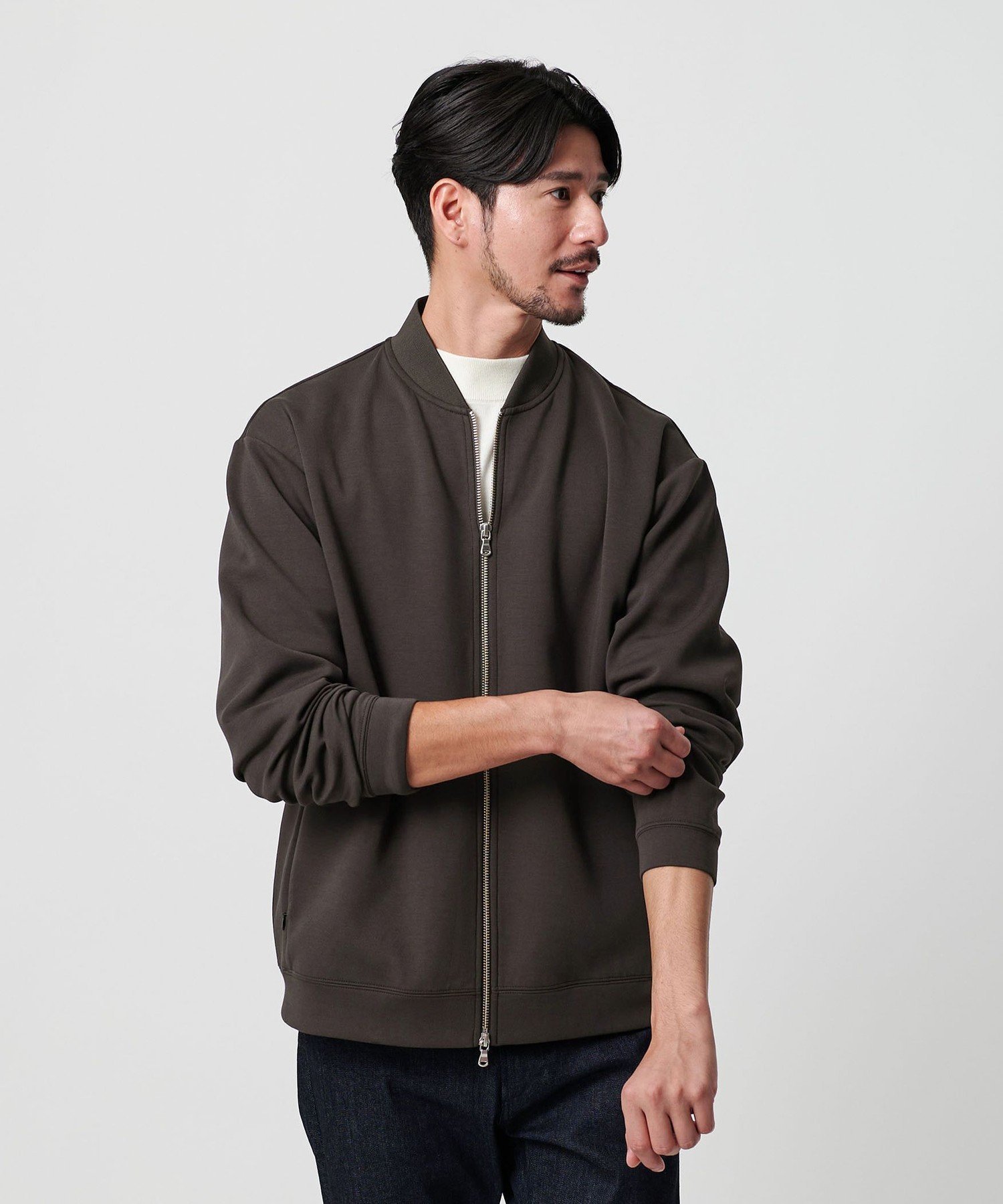 【ビューティ&ユース ユナイテッドアローズ/BEAUTY&YOUTH / UNITED ARROWS / MEN】の【WEB限定 WARDROBE SMART】ダブルニット ジップブルゾン/セットアップ対応 インテリア・キッズ・メンズ・レディースファッション・服の通販 founy(ファニー) 　ファッション　Fashion　メンズファッション　Fashion for Men　セットアップ　Matching Sets　春　Spring　カーディガン　Cardigan, Knitwear　スウェット / スエット　Sweatshirt, Sweatwear　スマート　Smart, Elegant　スラックス　Slacks, Dress Pants　セットアップ　Set-Up, Coordinated Outfit　ダブル　Double, Double-Breasted　トレーナー　Sweatshirt, Trainer　パーカー　Hoodie, Parka　ファブリック　Fabric, Textile　フィット　Fit, Slim Fit　フラット　Flat, Flat Shoes　ブルゾン　Blouson, Bomber Jacket　ポケット　Pocket, Pocket Detail　リラックス　Relax, Relaxed Fit　A/W・秋冬　Autumn/Winter　エレガント 上品　Elegant　DK.BROWN|ID: prp329100004667677 ipo3291000000033950149