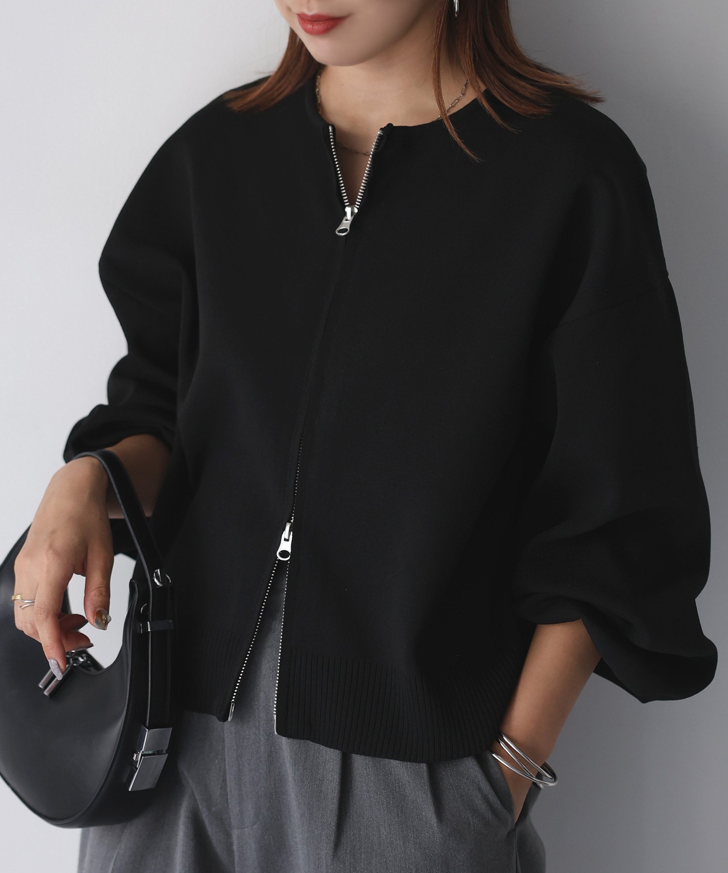【リベリー/Riberry】の【セットアップ可】スポンディッシュダブルジップカーデ 人気、トレンドファッション・服の通販 founy(ファニー) 　ファッション　Fashion　レディースファッション　Fashion for Women　セットアップ　Matching Sets　春　Spring　秋　Autumn　カーディガン　Cardigan, Knitwear　軽量　Lightweight, Ultra Light　シンプル　Simple, Minimal　ジップ　Zip, Zipper　ストレッチ　Stretch, Stretchy Fabric　スラックス　Slacks, Dress Pants　セットアップ　Set-Up, Coordinated Outfit　デニム　Denim, Jeans Material　トレンド　Trend, Trending Now　長袖　Long Sleeve, Full Sleeve　バランス　Balance, Style Balance　フォーマル　Formal, Dressy　ベーシック　Basic, Essential　ロング　Long, Long-Length　A/W・秋冬　Autumn/Winter　再入荷　Restock / Back in Stock　おすすめ　Recommended / Our Picks　 other-1|ID: prp329100004667951 ipo3291000000034043026