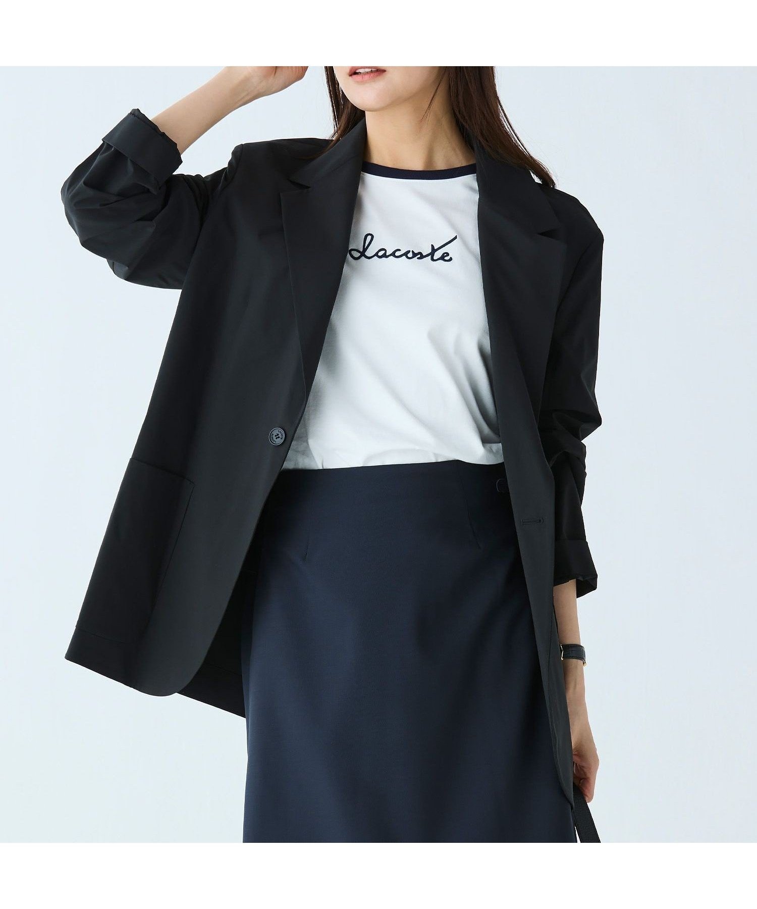 【ラコステ/LACOSTE】の撥水 ストレッチタフタ テクニカルテーラードジャケット 人気、トレンドファッション・服の通販 founy(ファニー) 　ファッション　Fashion　レディースファッション　Fashion for Women　アウター　Coat / Outerwear Collection　レディースジャケット・軽アウター　Jackets　テーラードジャケット / 通勤・きれいめスタイル　Tailored Jackets & Blazers　ジャケット　Jacket, Outerwear　ストレッチ　Stretch, Stretchy Fabric　スラックス　Slacks, Dress Pants　セットアップ　Set-Up, Coordinated Outfit　タフタ　Taffeta, Structured Fabric　ビジネス 仕事 通勤　Business / Work / Commuting　 other-1|ID: prp329100004667988 ipo3291000000033847957