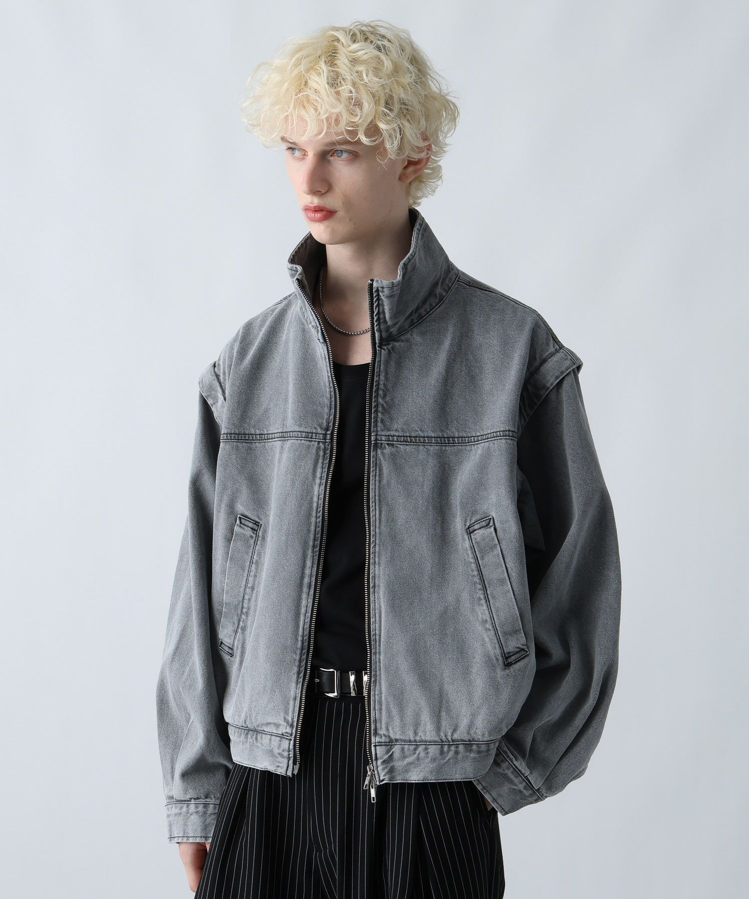 【ハレ/HARE / MEN】の2WAYデニムスタンドブルゾン インテリア・キッズ・メンズ・レディースファッション・服の通販 founy(ファニー) 　ファッション　Fashion　メンズファッション　Fashion for Men　インナー　Innerwear　コンパクト　Compact, Small Size　スタンド　Stand Collar, Upright Stand　スリット　Slit, Slit Detail　セットアップ　Set-Up, Coordinated Outfit　デニム　Denim, Jeans Material　トレンド　Trend, Trending Now　ブルゾン　Blouson, Bomber Jacket　ベスト　Vest, Waistcoat　ヴィンテージ　Vintage Style　エレガント 上品　Elegant　【セットアップ対応】グレー15|ID: prp329100004668142 ipo3291000000033757192